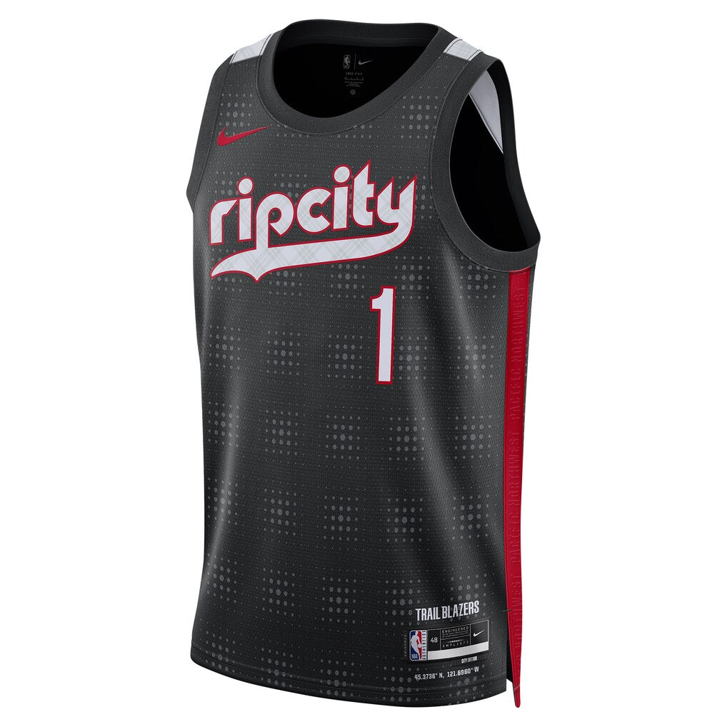 [9Z2B7BU8P24-TRAAI] YOUTH NIKE TRAIL BLAZERS ANFERNEE SIMONS 2024/25 SWINGMAN PLAYER JERSEY CITY EDITION