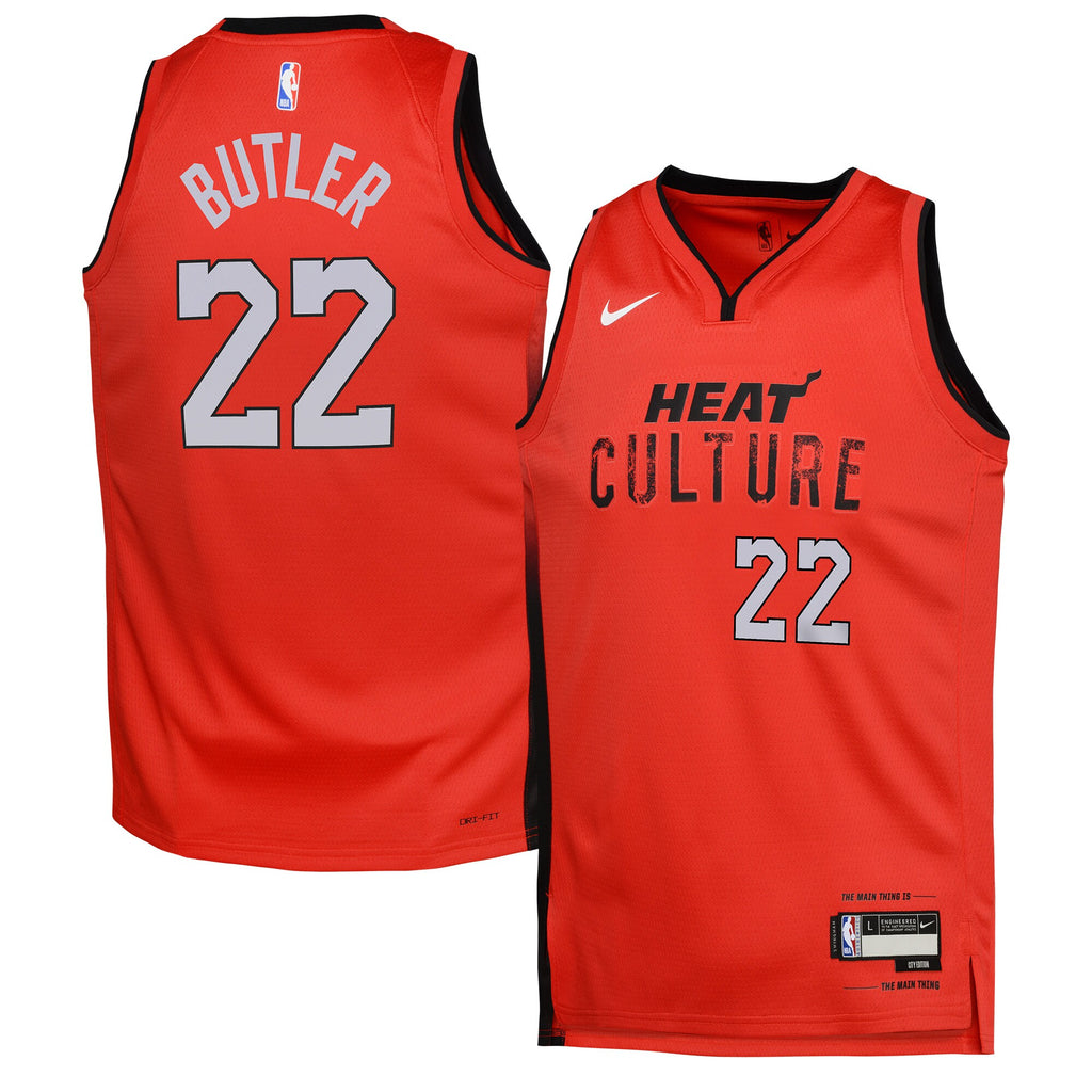 [9Z2B7BU8P24-HEAJB] YOUTH NIKE NBA HEAT 'BUTLER' 24/25 SWINGMAN PLAYER JERSEY - CITY EDITION