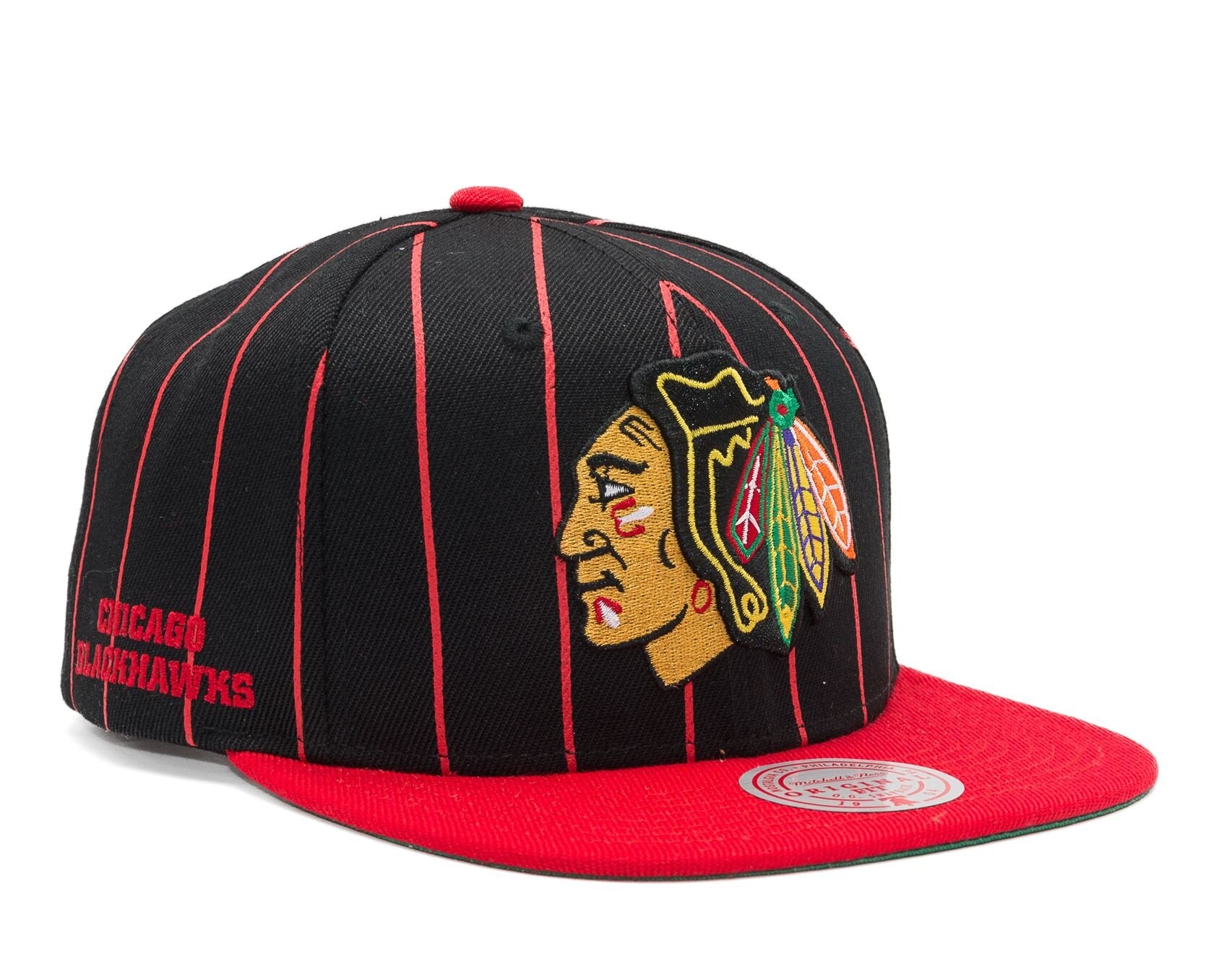 MENS MITCHELL & NESS NHL TEAM PIN SNAPBACK BLACKHAWKS - BLACK