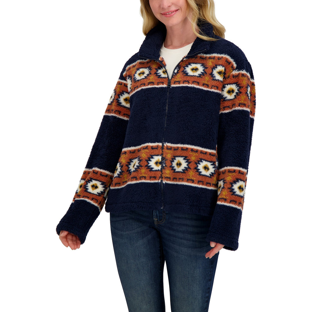 [7WP3043-400] WOMENS LUCKY BRAND SHERPA JACKET - NAVY MULTI