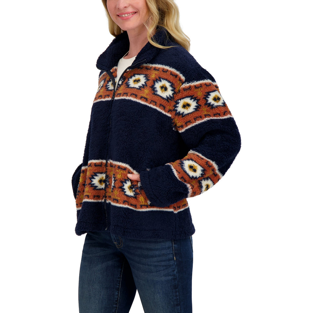 [7WP3043-400] WOMENS LUCKY BRAND SHERPA JACKET - NAVY MULTI