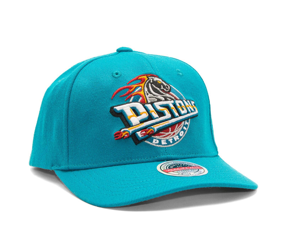 MENS MITCHELL & NESS NBA TEAM GROUND 2.0 STRETCH SNAPBACK HWC PISTONS - TEAL