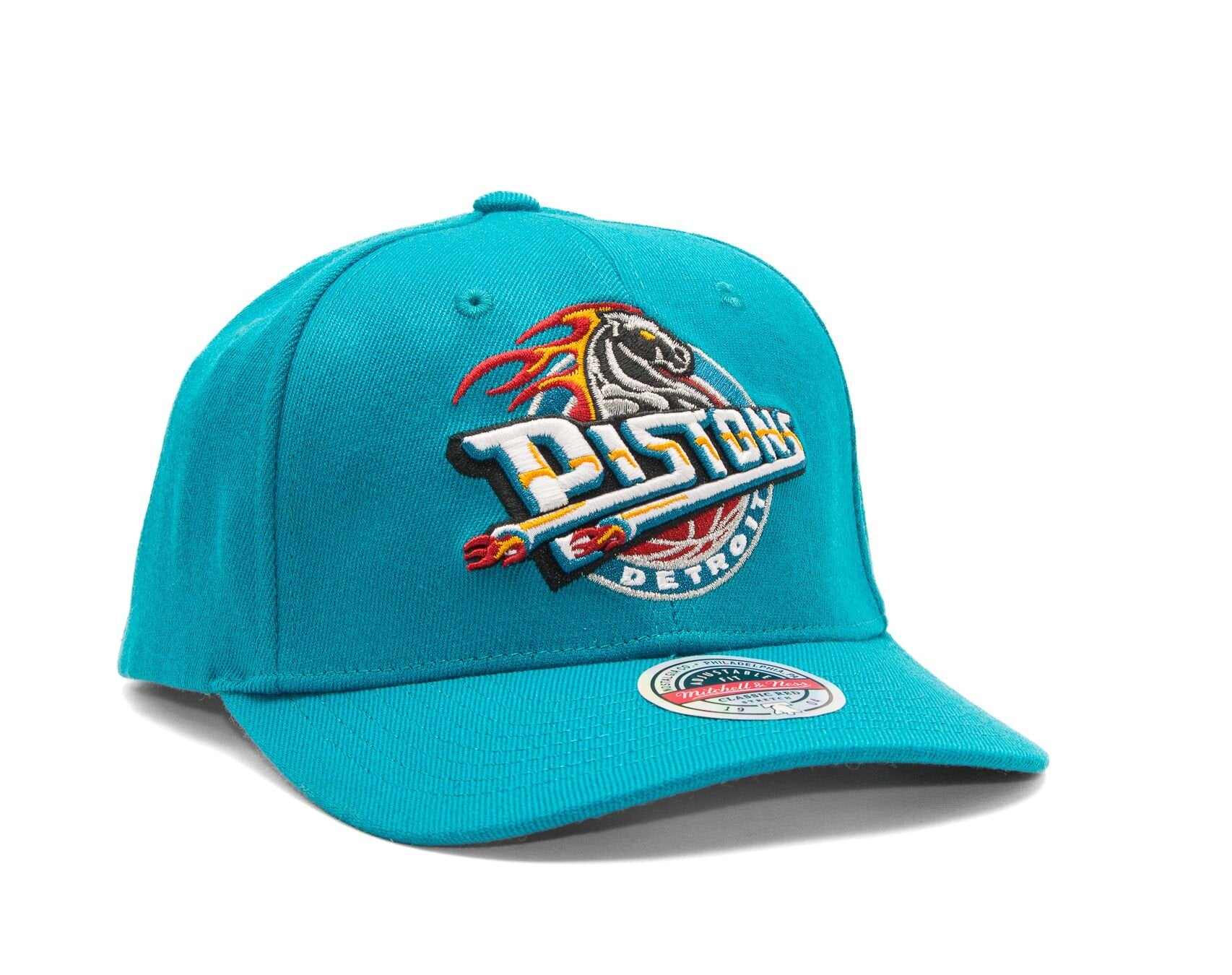 MENS MITCHELL & NESS NBA TEAM GROUND 2.0 STRETCH SNAPBACK HWC PISTONS - TEAL
