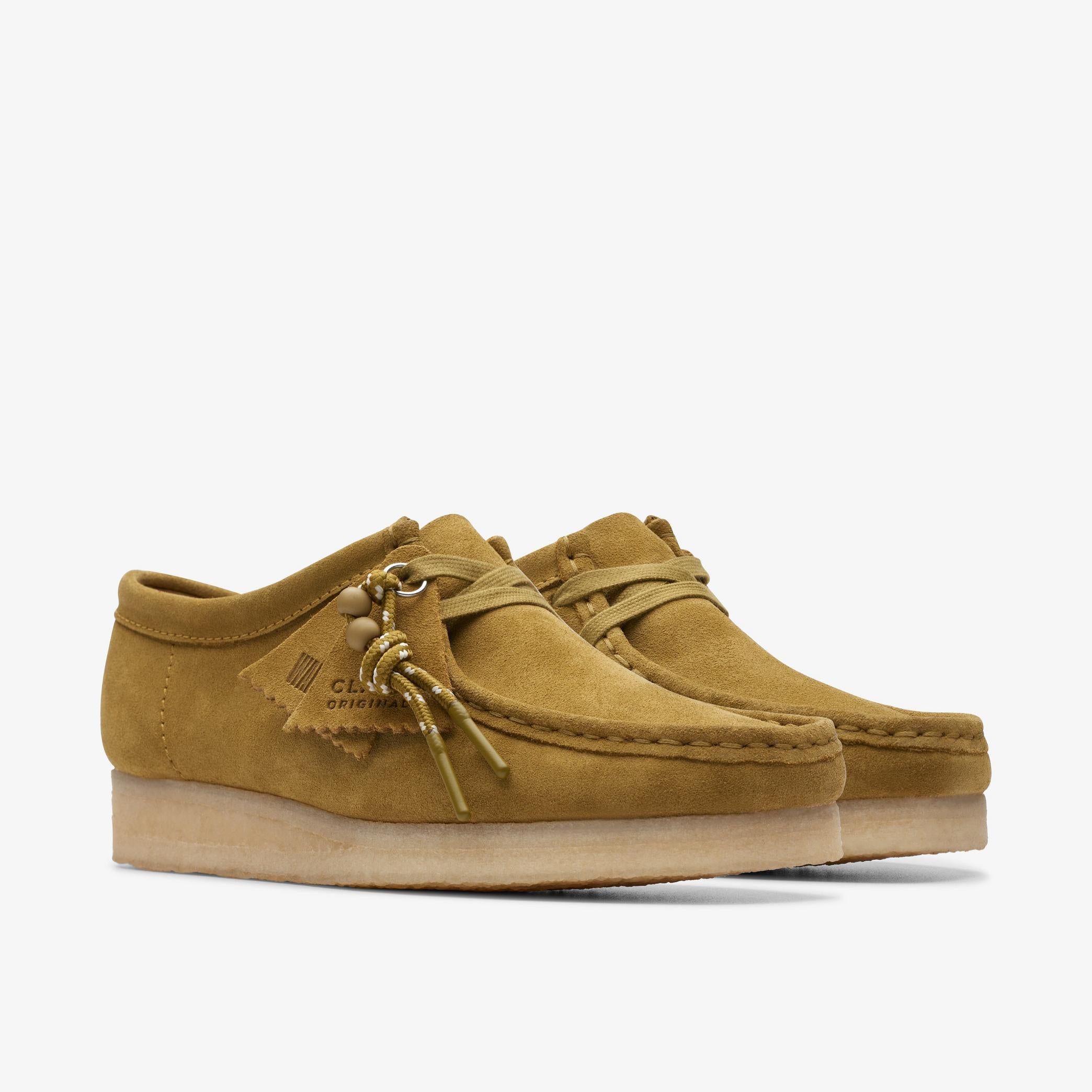 [26173241] Womens CLARKS WALLABEE - MID GREEN SDE