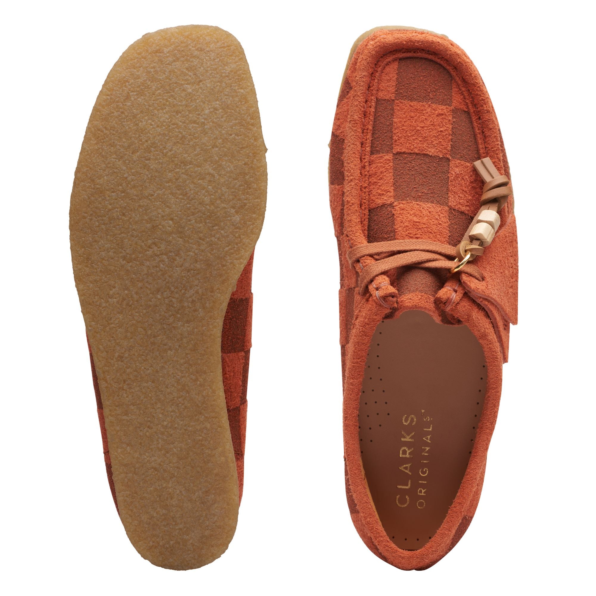[26174011] WOMENS CLARKS WALLABEE ORANGE CHECK