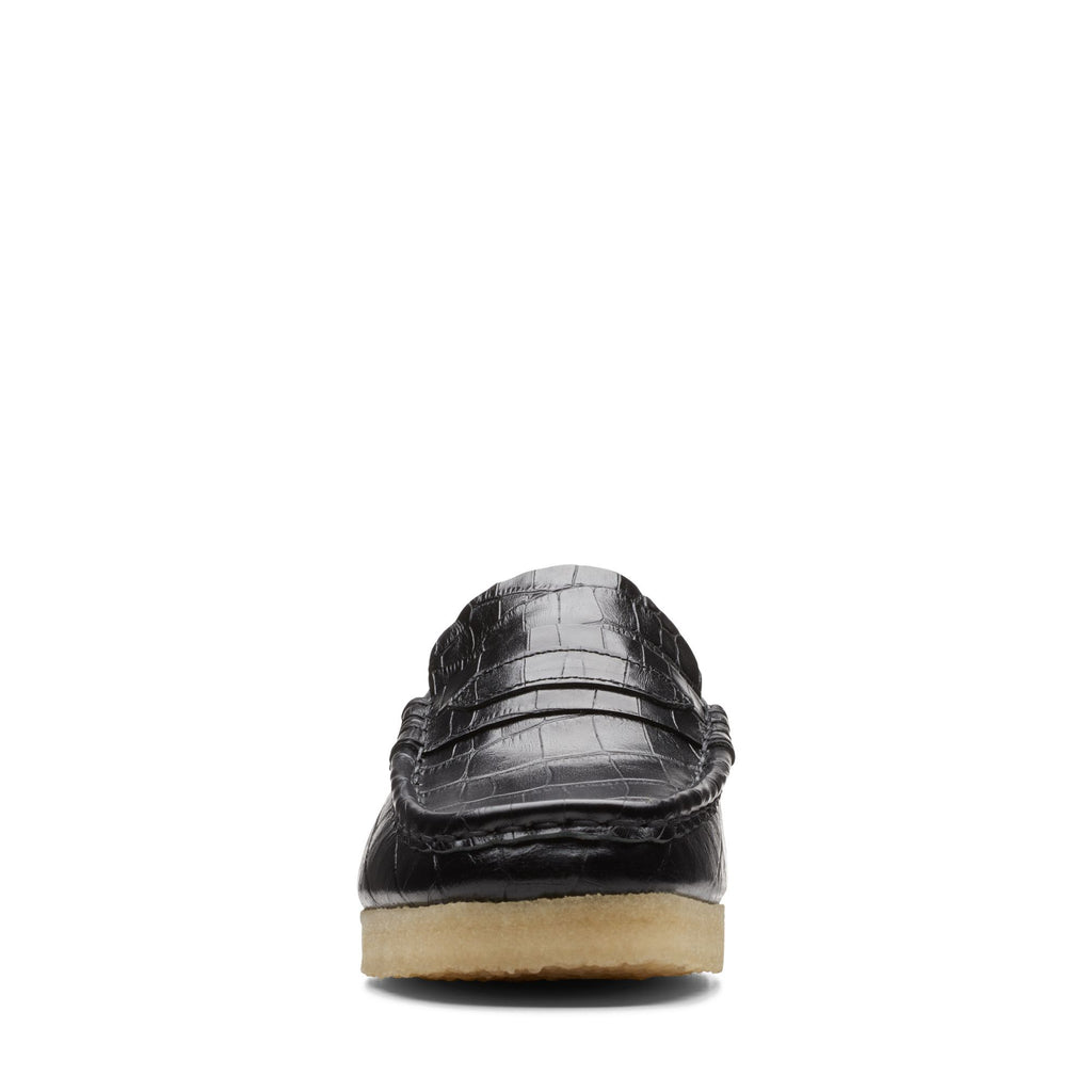 [26174016] WOMENS CLARKS WALLABEELOAFER BLACK CROC