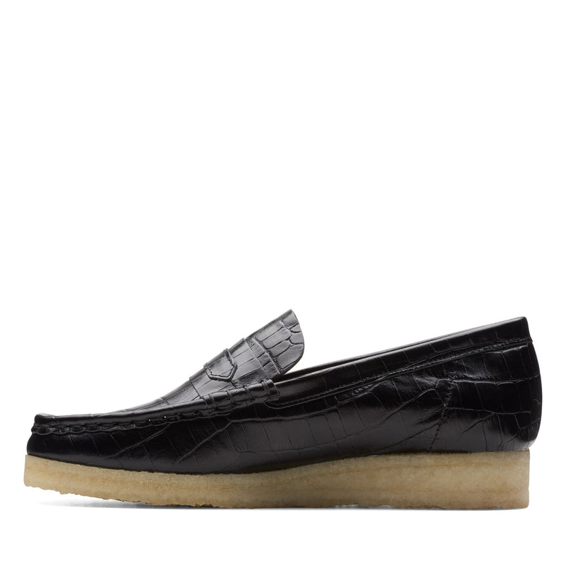 [26174016] WOMENS CLARKS WALLABEELOAFER BLACK CROC