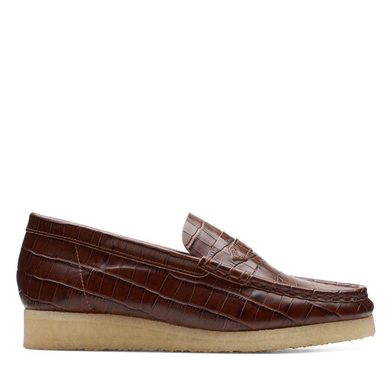 [26174017] WOMENS CLARKS WALLABEELOAFER BROWN CROC