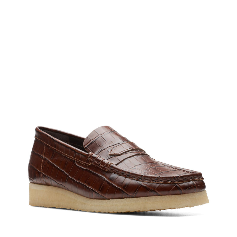 [26174017] WOMENS CLARKS WALLABEELOAFER BROWN CROC