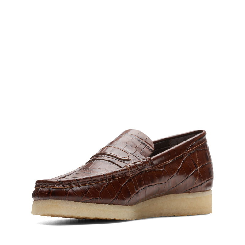 [26174017] WOMENS CLARKS WALLABEELOAFER BROWN CROC