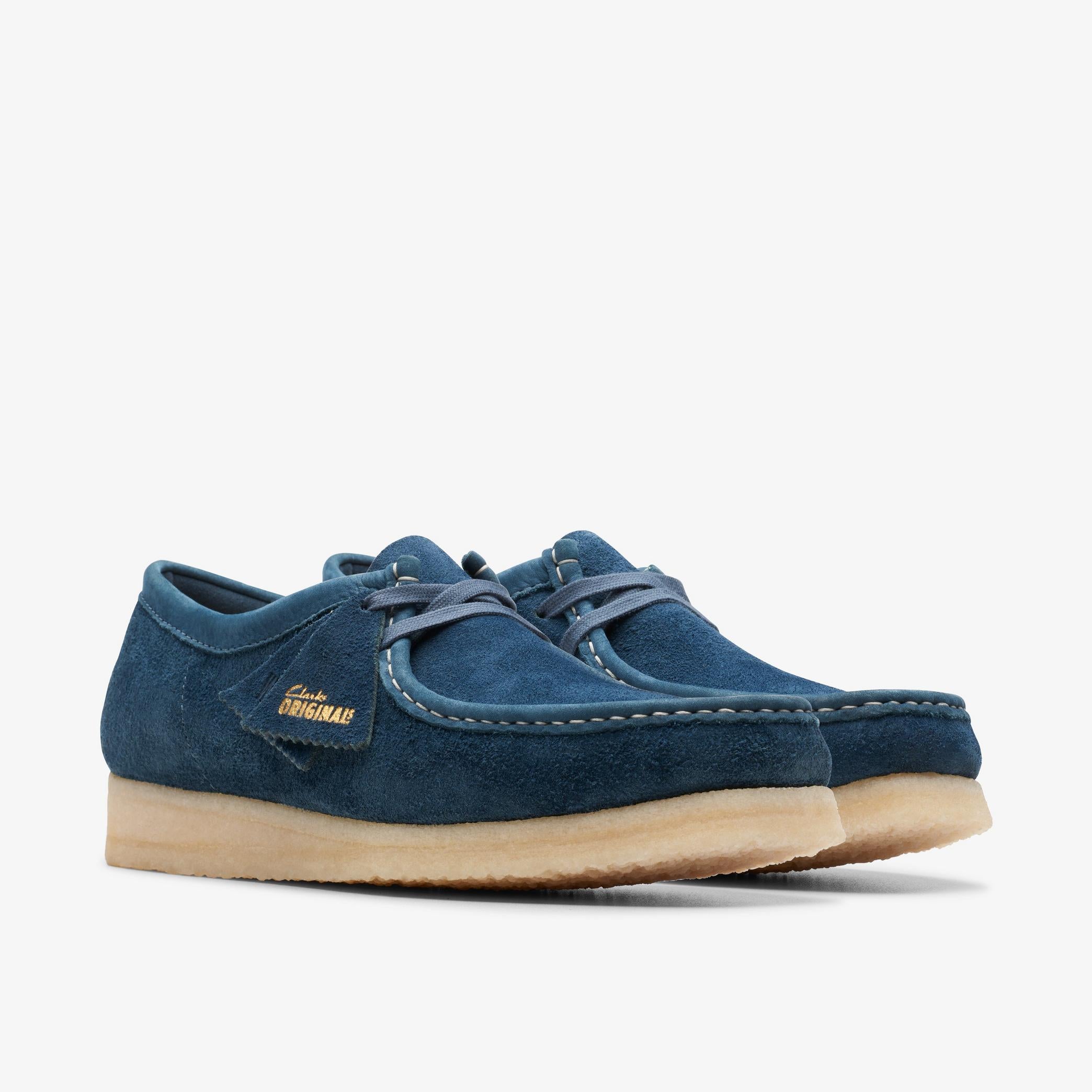 [26175709] Mens CLARKS WALLABEE - NAVY/TEAL SDE