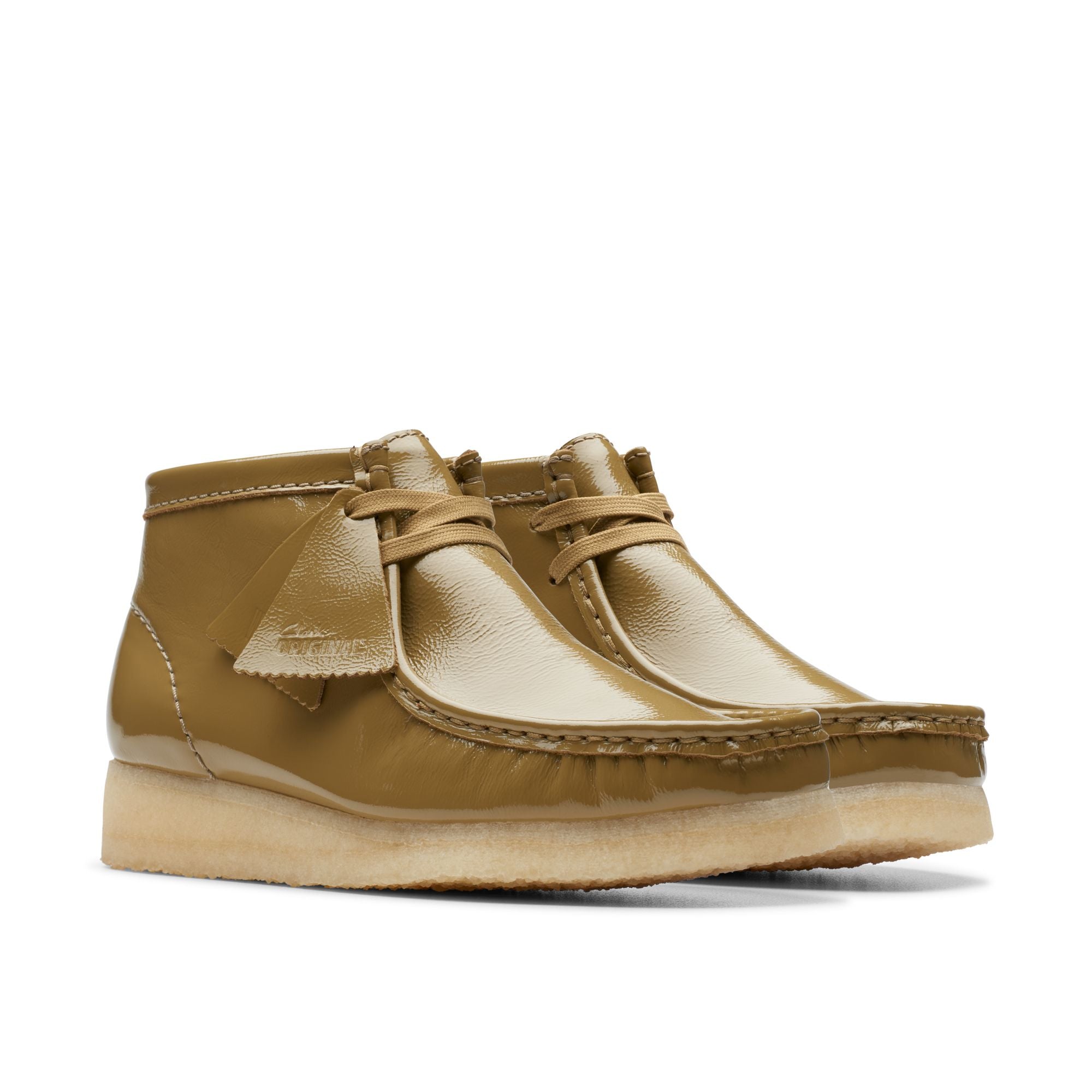 [26176554] WOMENS CLARKS WALLABEE BOOT DARK OLIVE PAT