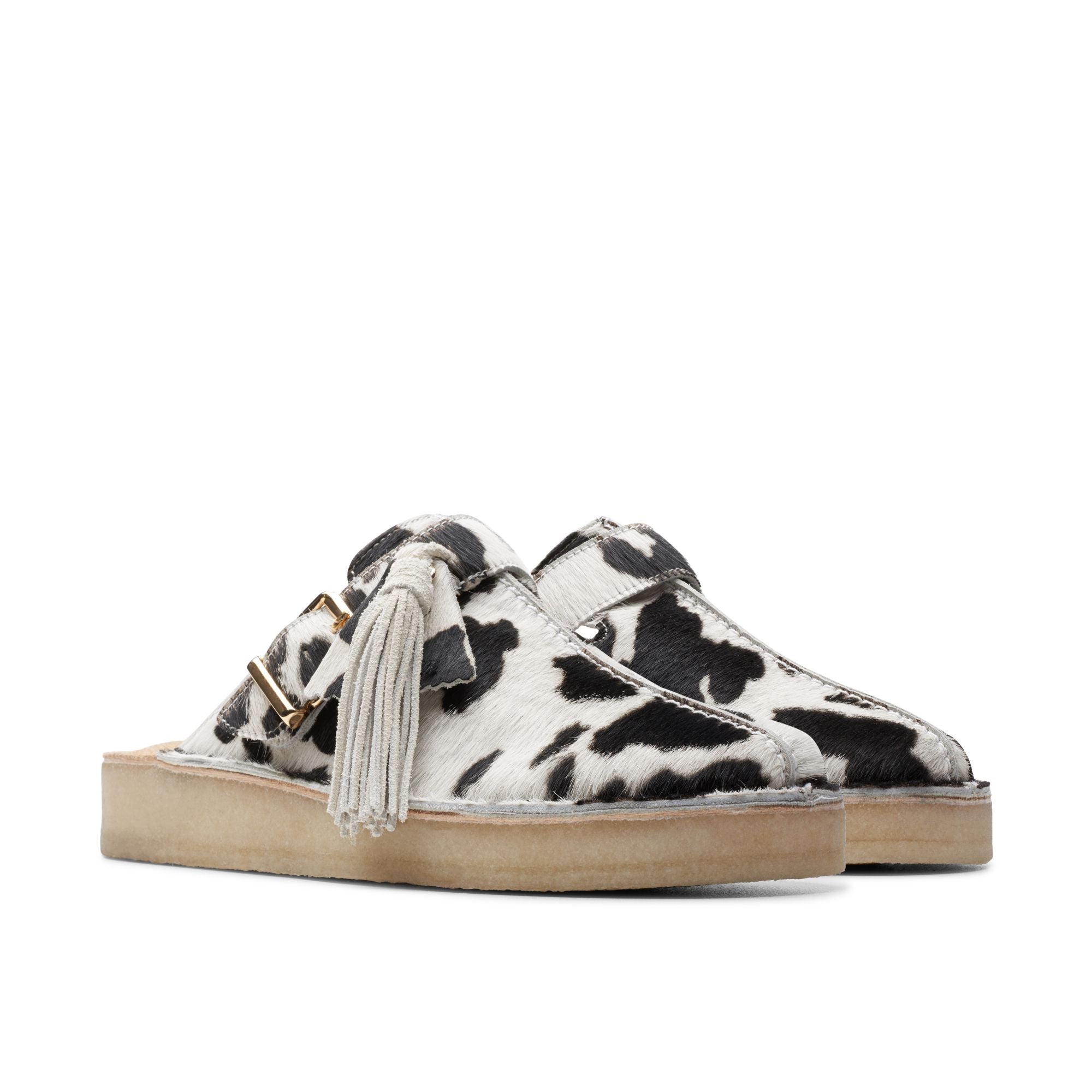 [26176671] WOMENS CLARKS TREK MULE COW PRINT HAIRON