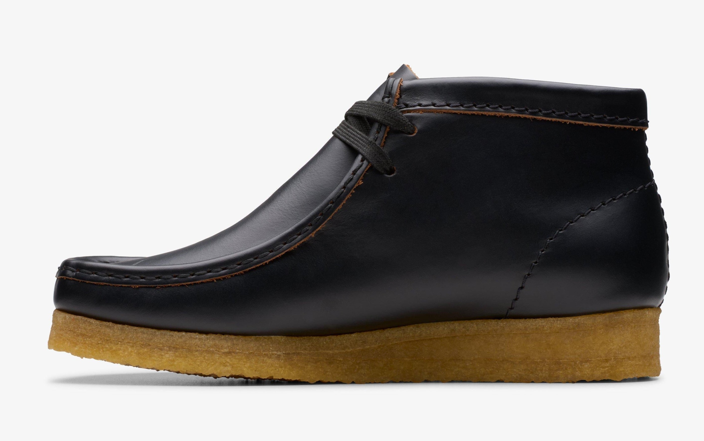 [26177715] WOMENS CLARKS WALLABEE BOOT BLACK SMOOTH LEATHER