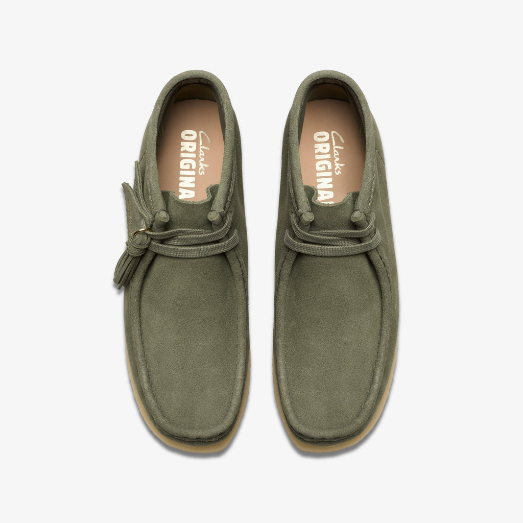 [26179160] WOMENS CLARKS WALLABEE BOOT KHAKI/GREEN SDE