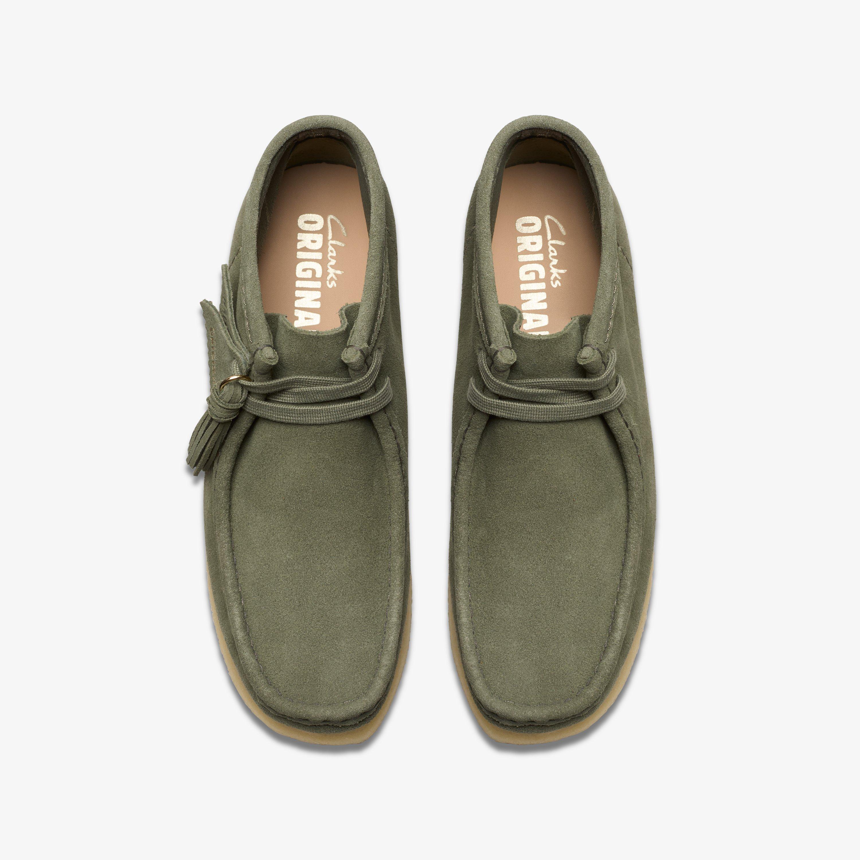 [26179160] WOMENS CLARKS WALLABEE BOOT KHAKI/GREEN SDE