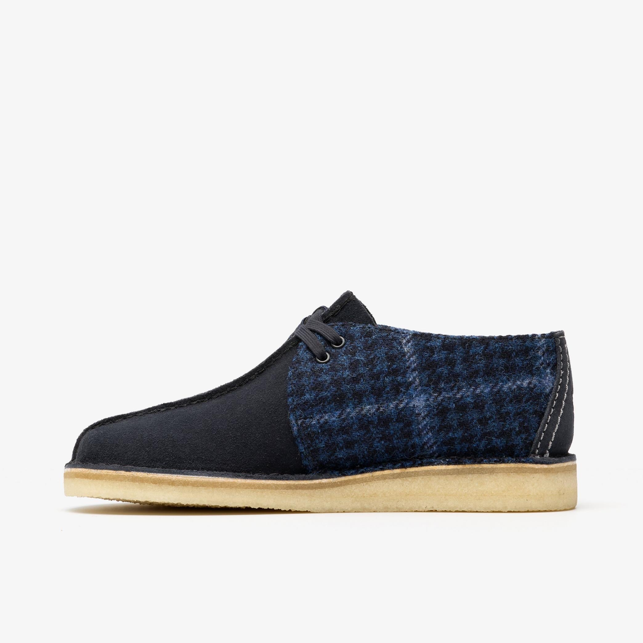 [26183779] MENS CLARKS DESERT TREK 'HARRIS TWEED NAVY'
