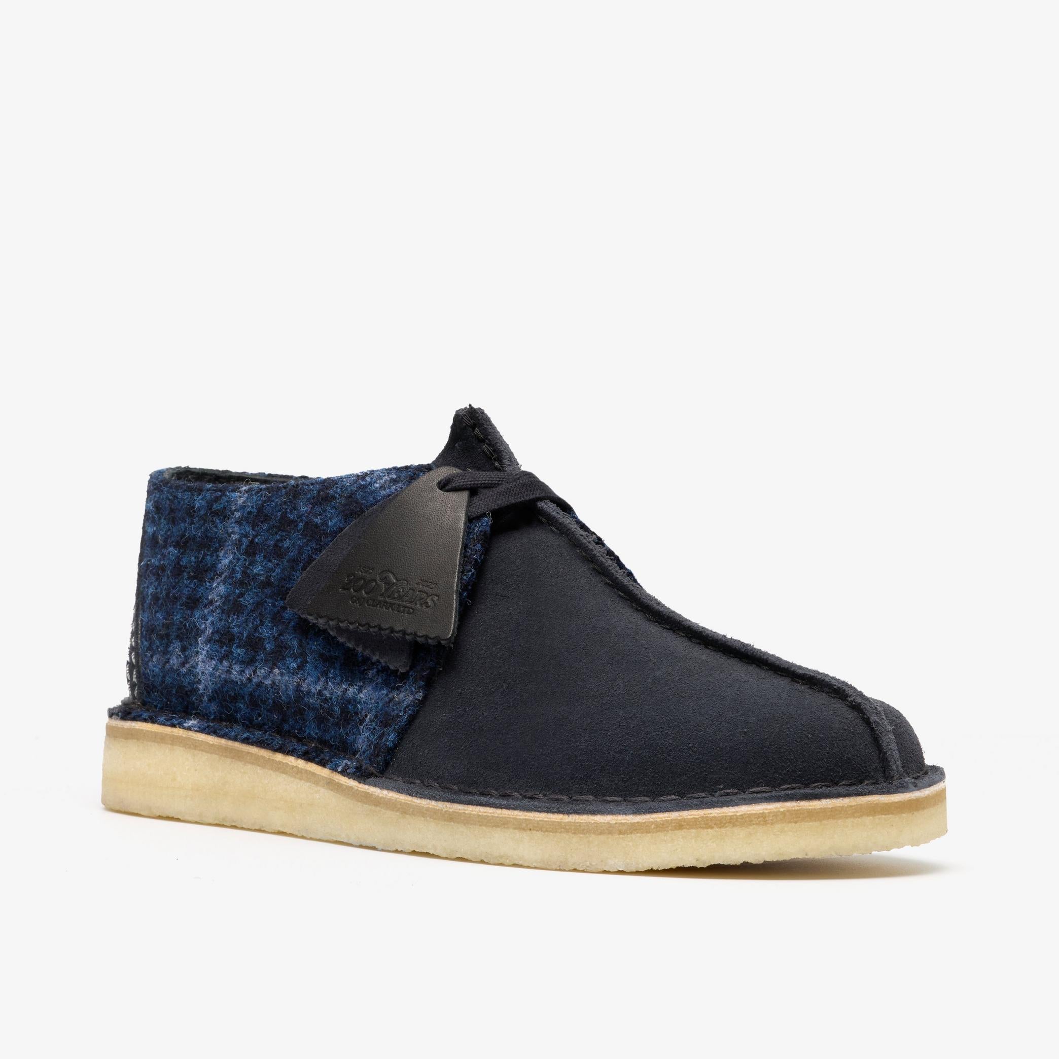 [26183779] MENS CLARKS DESERT TREK 'HARRIS TWEED NAVY'