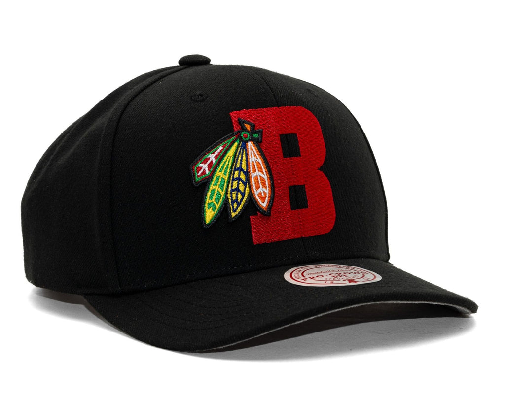MENS MITCHELL & NESS NHL ICON GRAIL PRO SNAPBACK BLACKHAWKS - BLACK