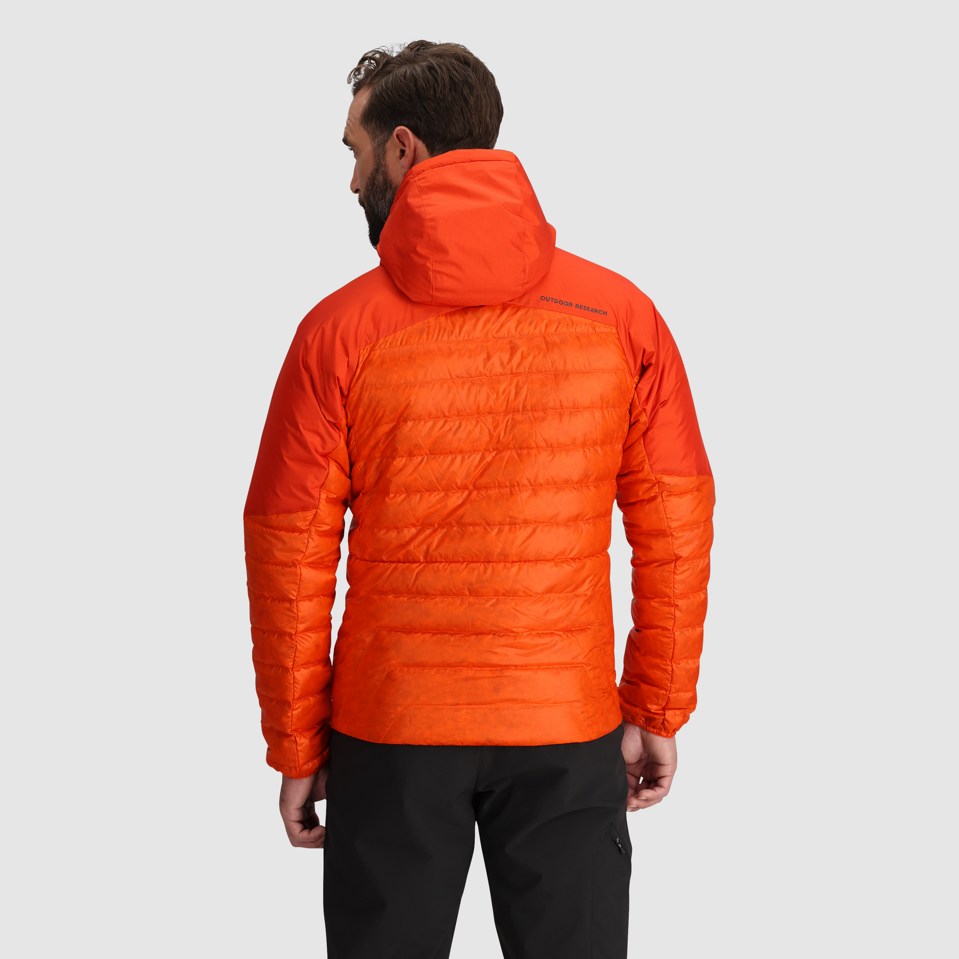 MENS OUTDOOR RESEARCH HELIUM DOWN WIND/WATER RESISTANT HOODED JACKET