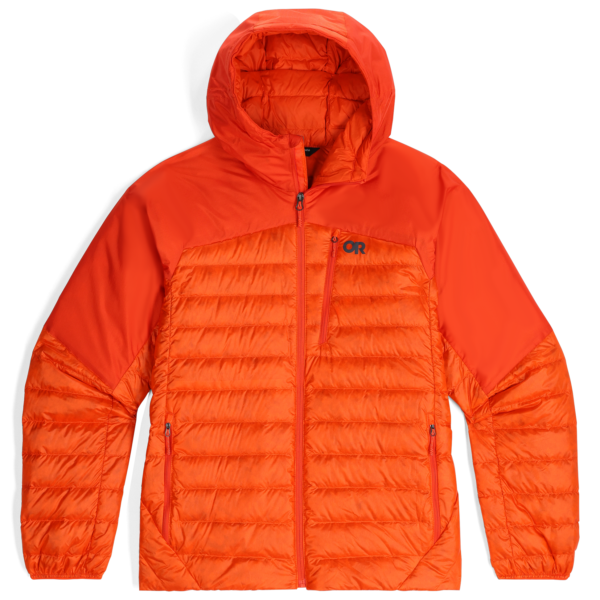 MENS OUTDOOR RESEARCH HELIUM DOWN WIND/WATER RESISTANT HOODED JACKET