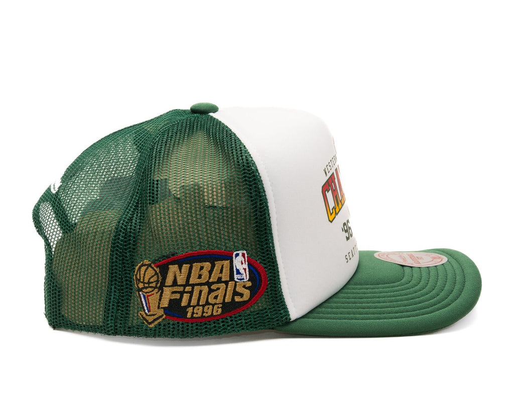 MENS MITCHELL & NESS NBA CHAMPIONS TRUCKER HWC SUPERSONICS - WHITE