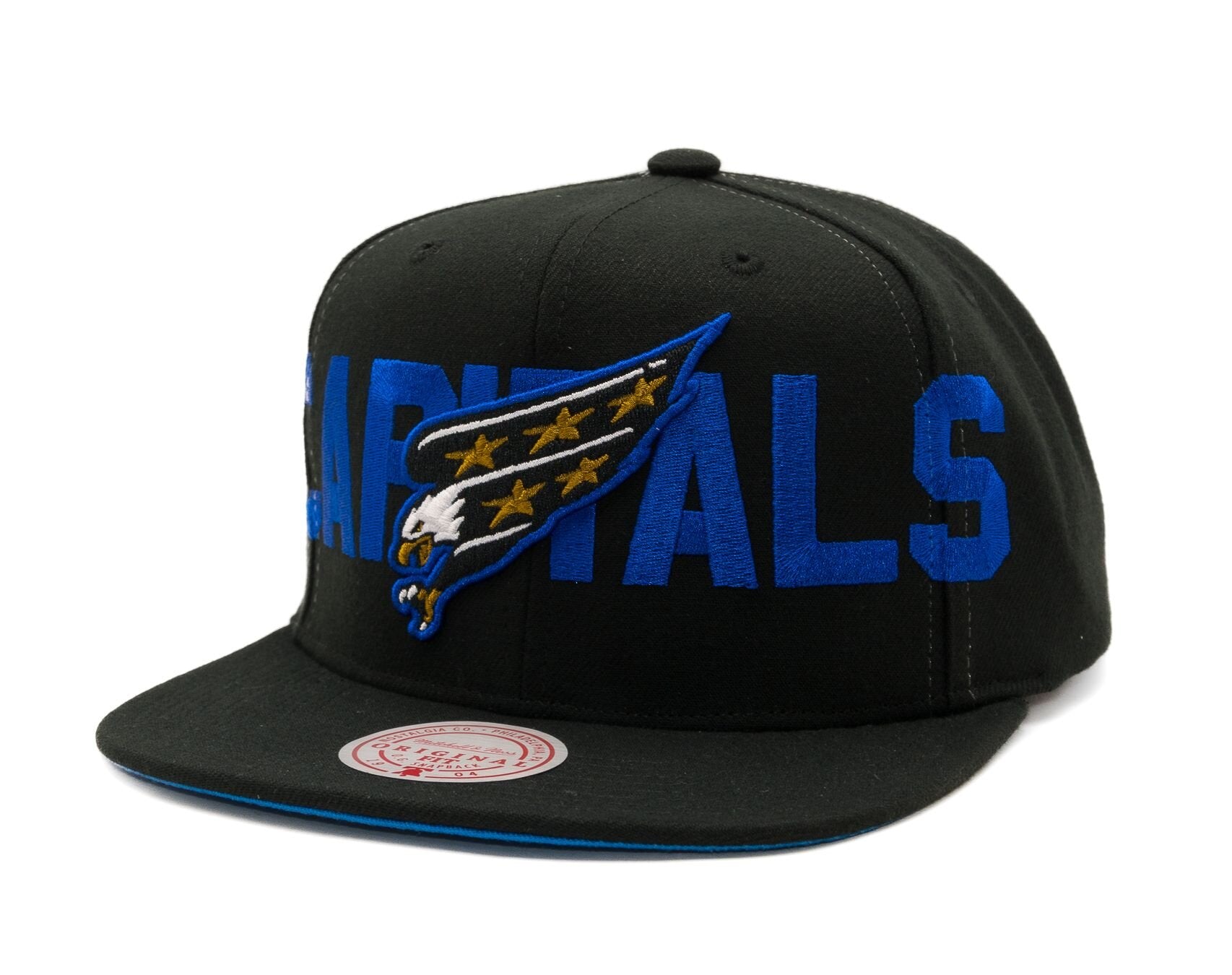 MENS MITCHELL & NESS NHL FULL FRONTAL SNAPBACK VNTG CAPITALS - BLACK