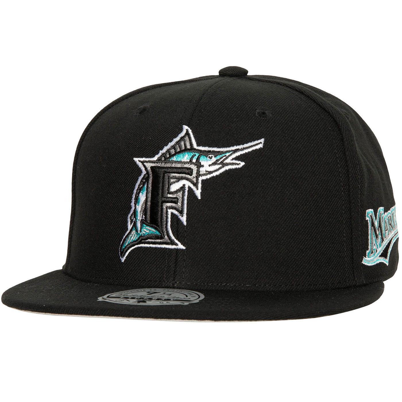 MENS MITCHELL & NESS MLB EVERGREEN FITTED COOP MARLINS - BLACK