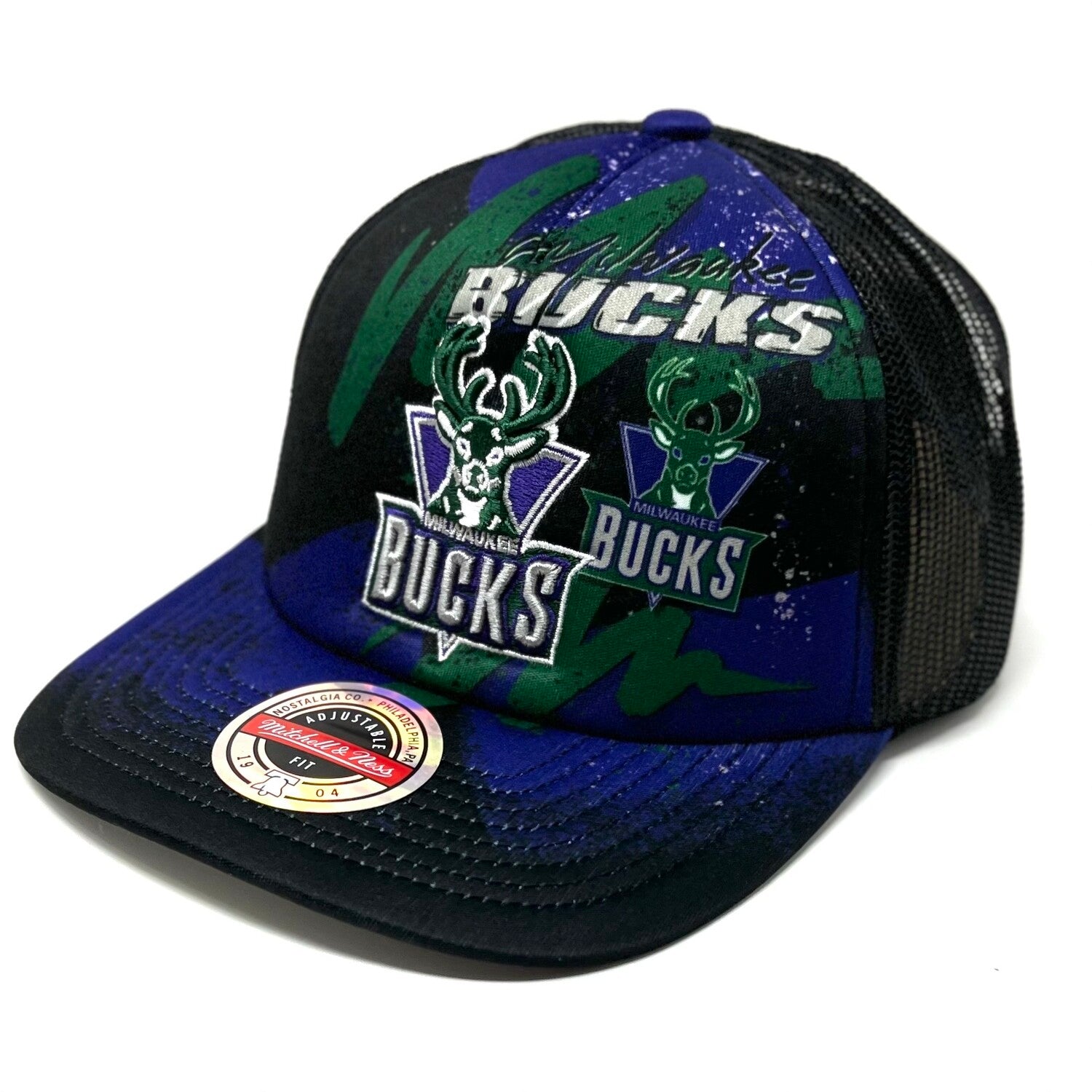 Mens MITCHELL & NESS NBA HYPER TRUCKER SNAPBACK HWC BUCKS