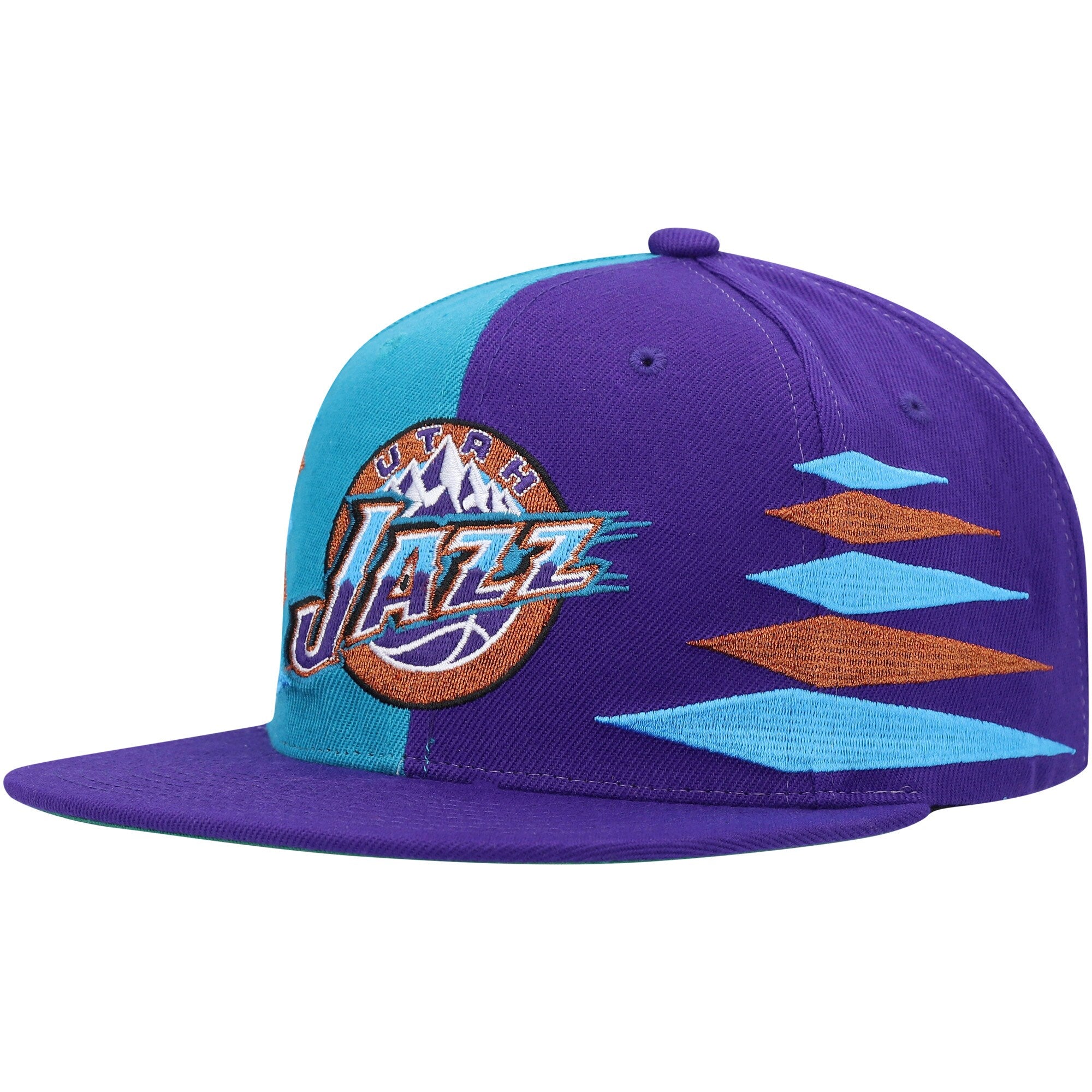 MENS MITCHELL & NESS NBA DIAMOND CUT SNAPBACK HWC JAZZ - PURPLE-TEAL