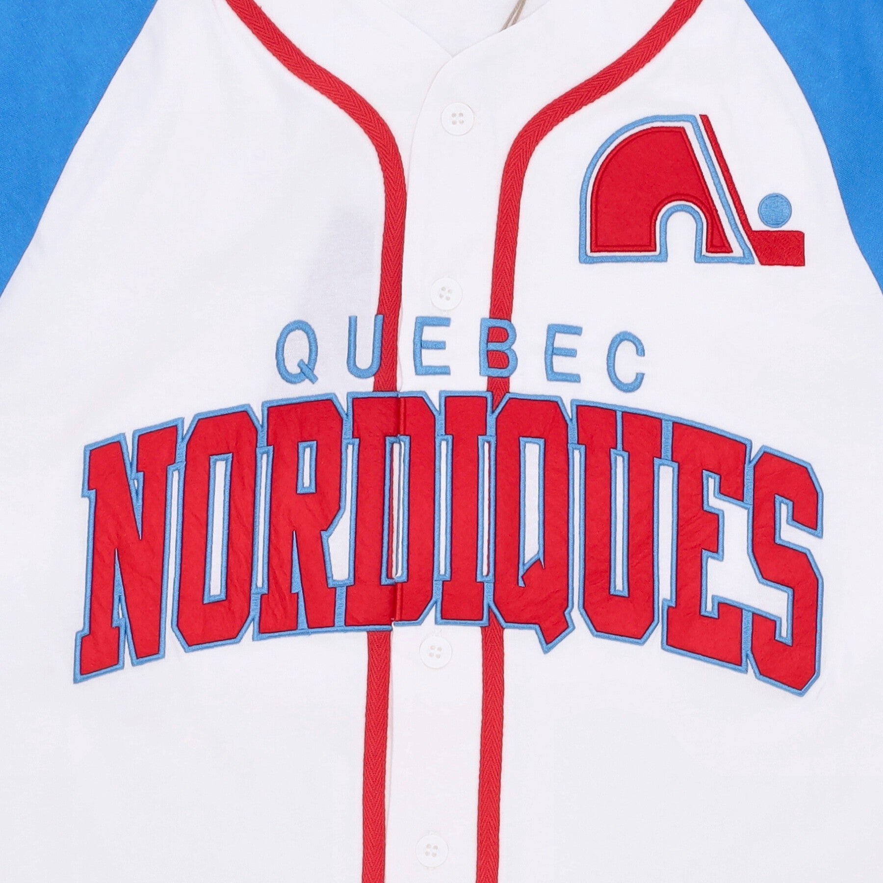 MENS MITCHELL & NESS NHL PRACTICE DAY BUTTON FRONT JERSEY NORDIQUES