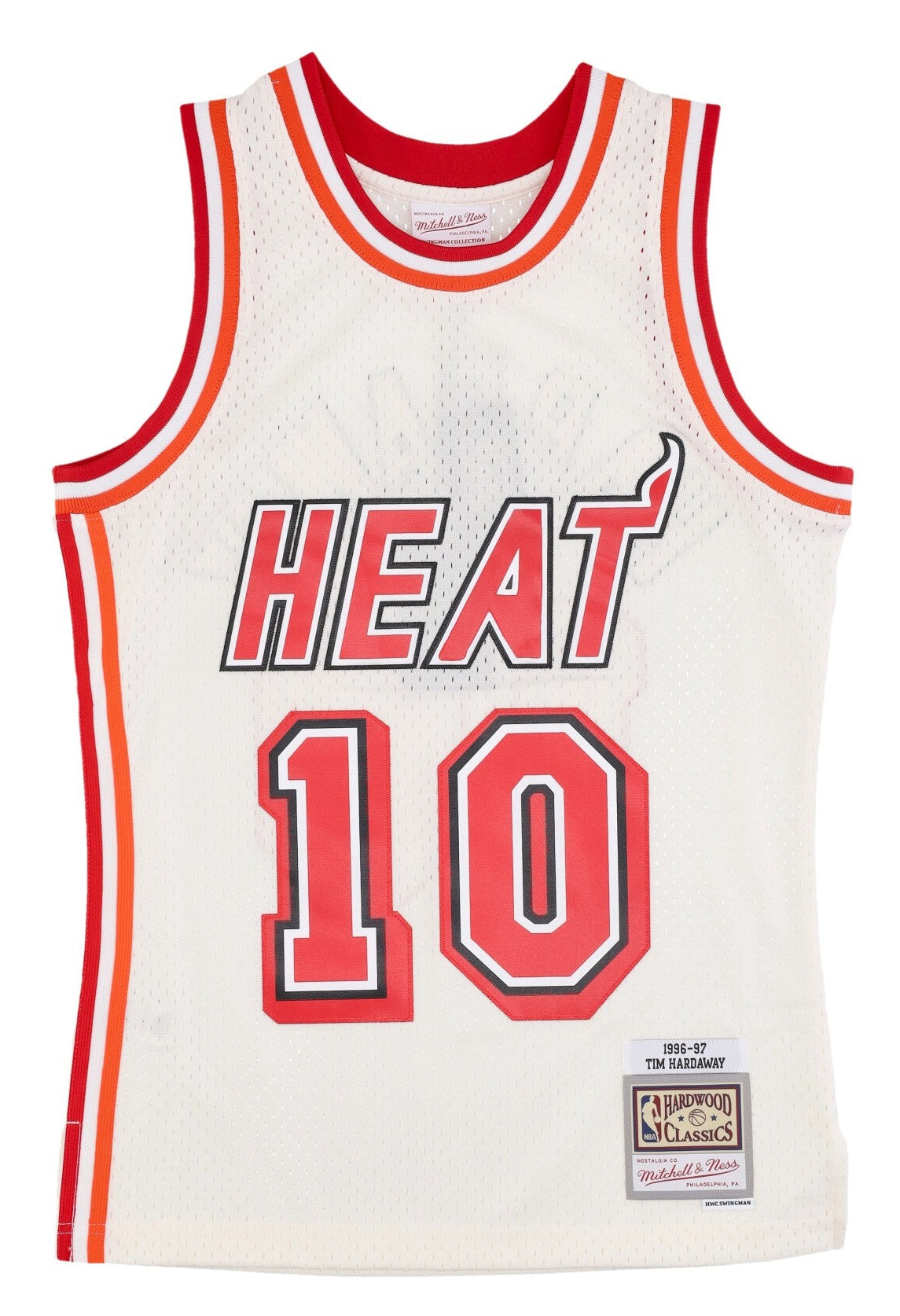 MENS MITCHELL & NESS CREAM TEAM COLOR SWINGMAN JERSEY HEAT 1996 TIM HARDAWAY