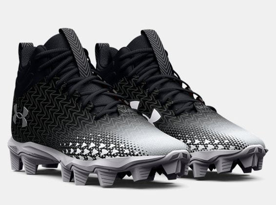 [3027043-001] GRADE SCHOOL UNDER ARMOUR SPOTLIGHT FRANCHISE 3 RM WIDE JR 'BLACK METALLIC SILVER'