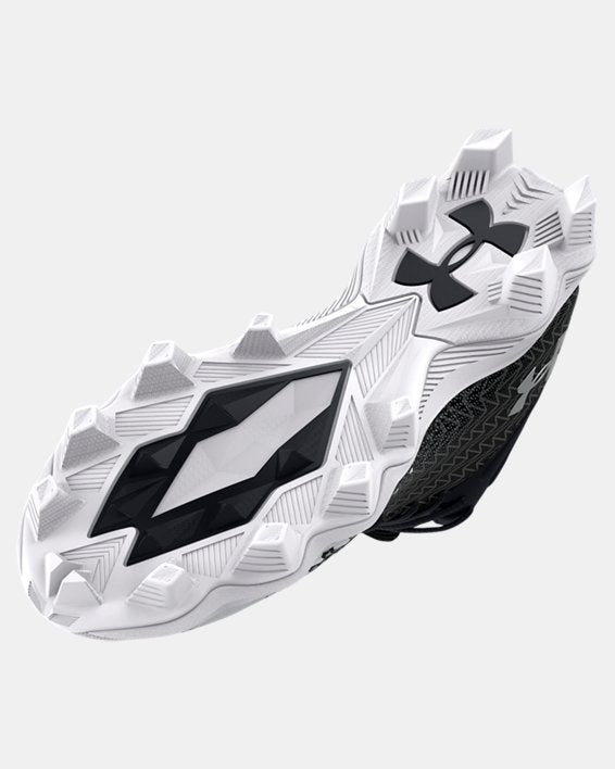 [3027043-001] GRADE SCHOOL UNDER ARMOUR SPOTLIGHT FRANCHISE 3 RM WIDE JR 'BLACK METALLIC SILVER'
