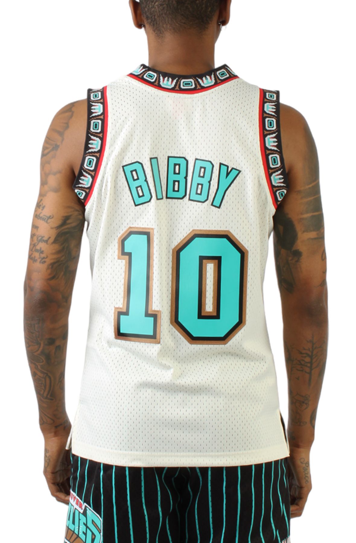 MENS MITCHELL & NESS CREAM TEAM COLOR SWINGMAN JERSEY GRIZZLIES 1998 MIKE BIBBY