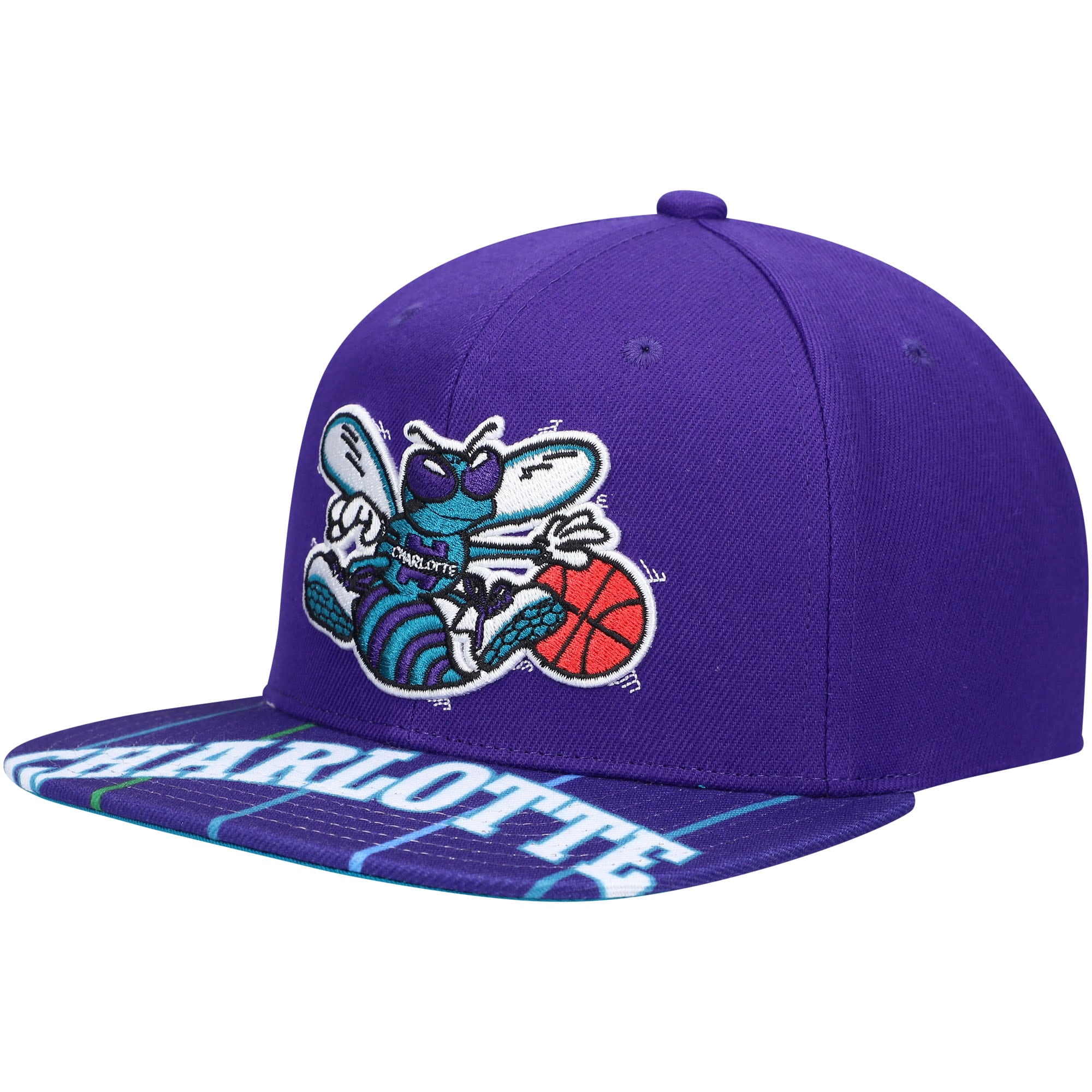 MENS MITCHELL & NESS NBA SWINGMAN POP SNAPBACK HWC HORNETS - PURPLE
