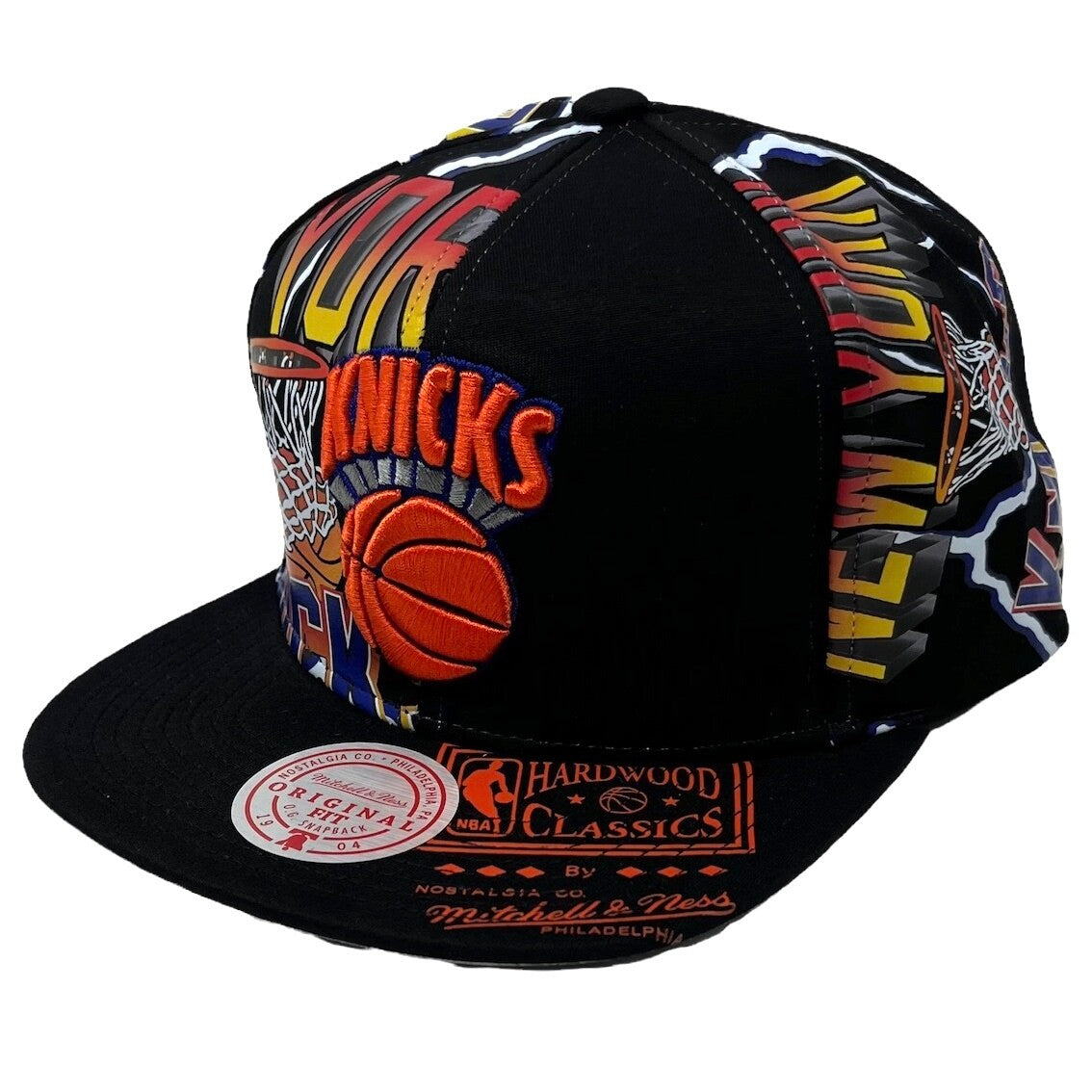 [HHSS3458-NYKYYPPPBLCK] MENS MITCHELL & NESS NBA NY KNICKS SHIRT REMIX SNAPBACK