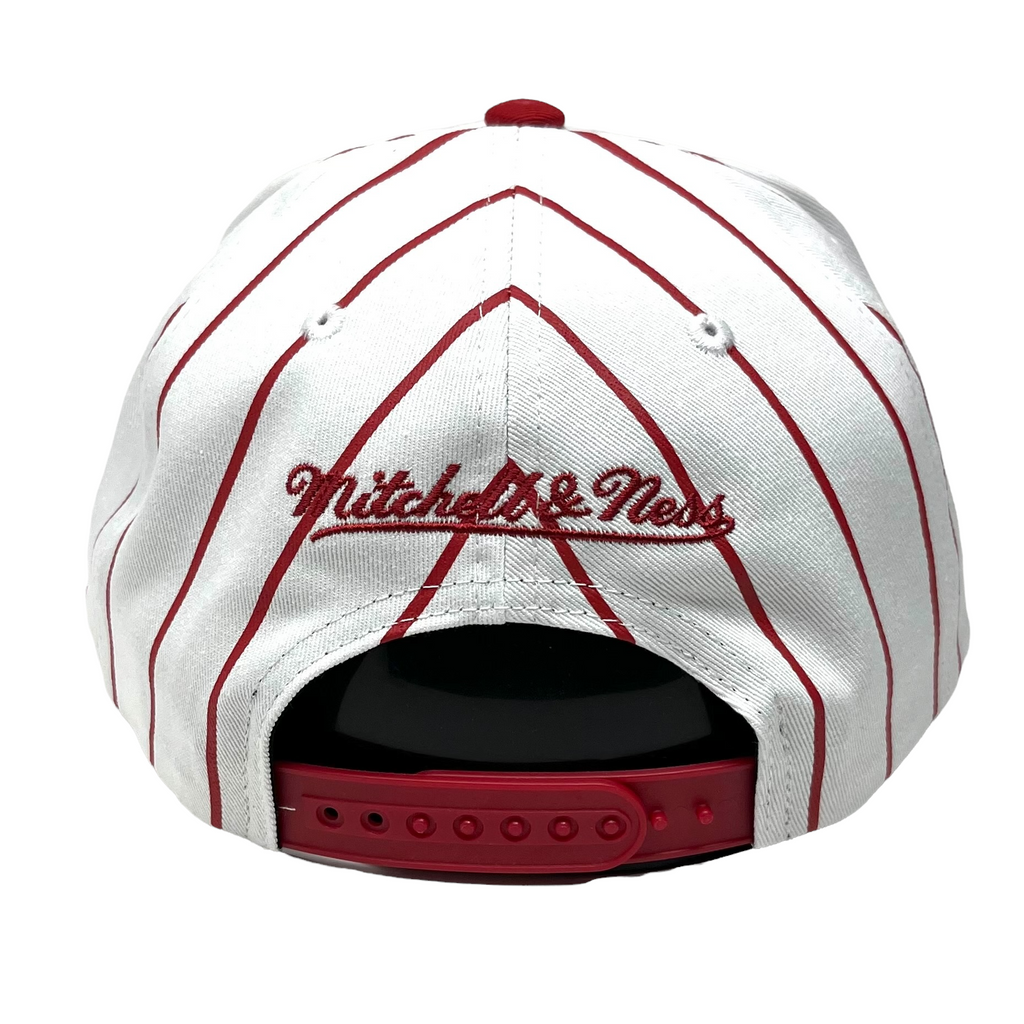 MENS MITCHELL & NESS NBA RETRO PINSTRIPE SNAPBACK BULLS - WHITE