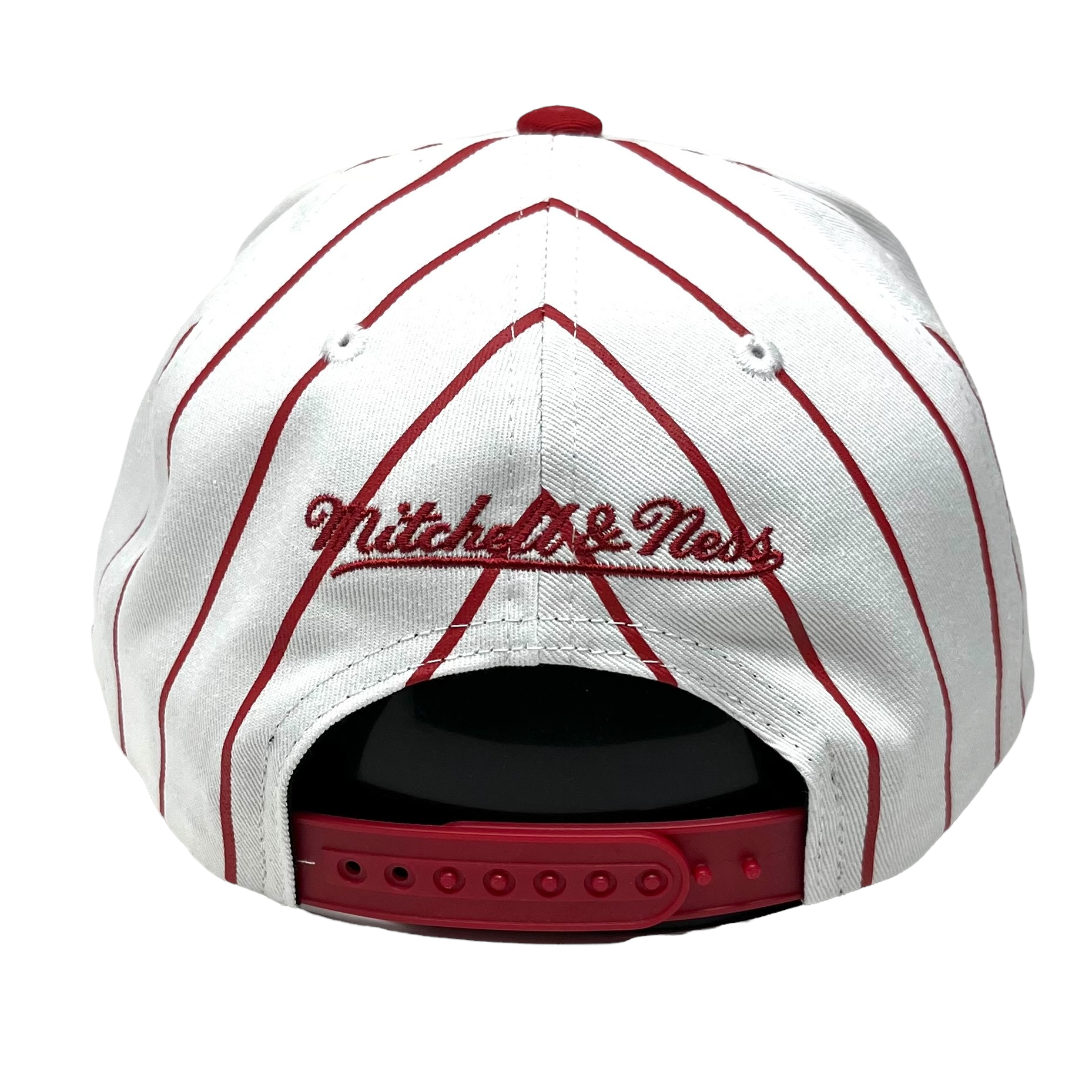 MENS MITCHELL & NESS NBA RETRO PINSTRIPE SNAPBACK BULLS - WHITE