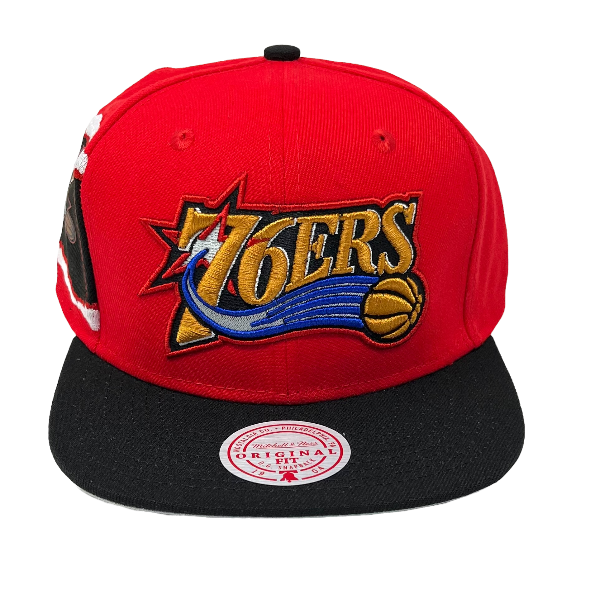MENS MITCHELL & NESS NBA JUMBOTRON SNAPBACK HWC 76ERS - RED-BLACK