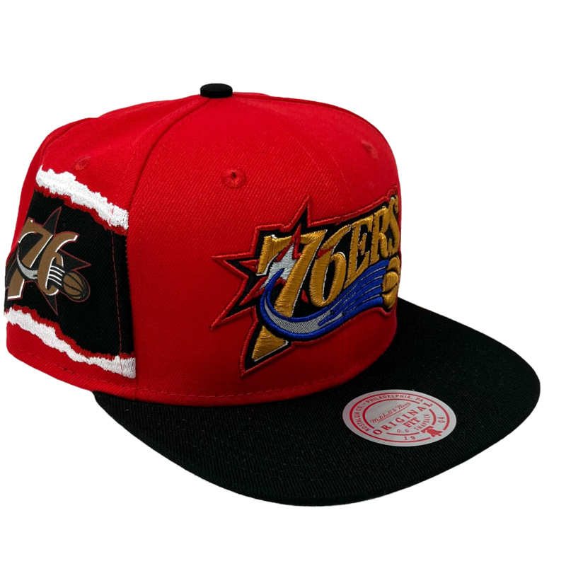 MENS MITCHELL & NESS NBA JUMBOTRON SNAPBACK HWC 76ERS - RED-BLACK