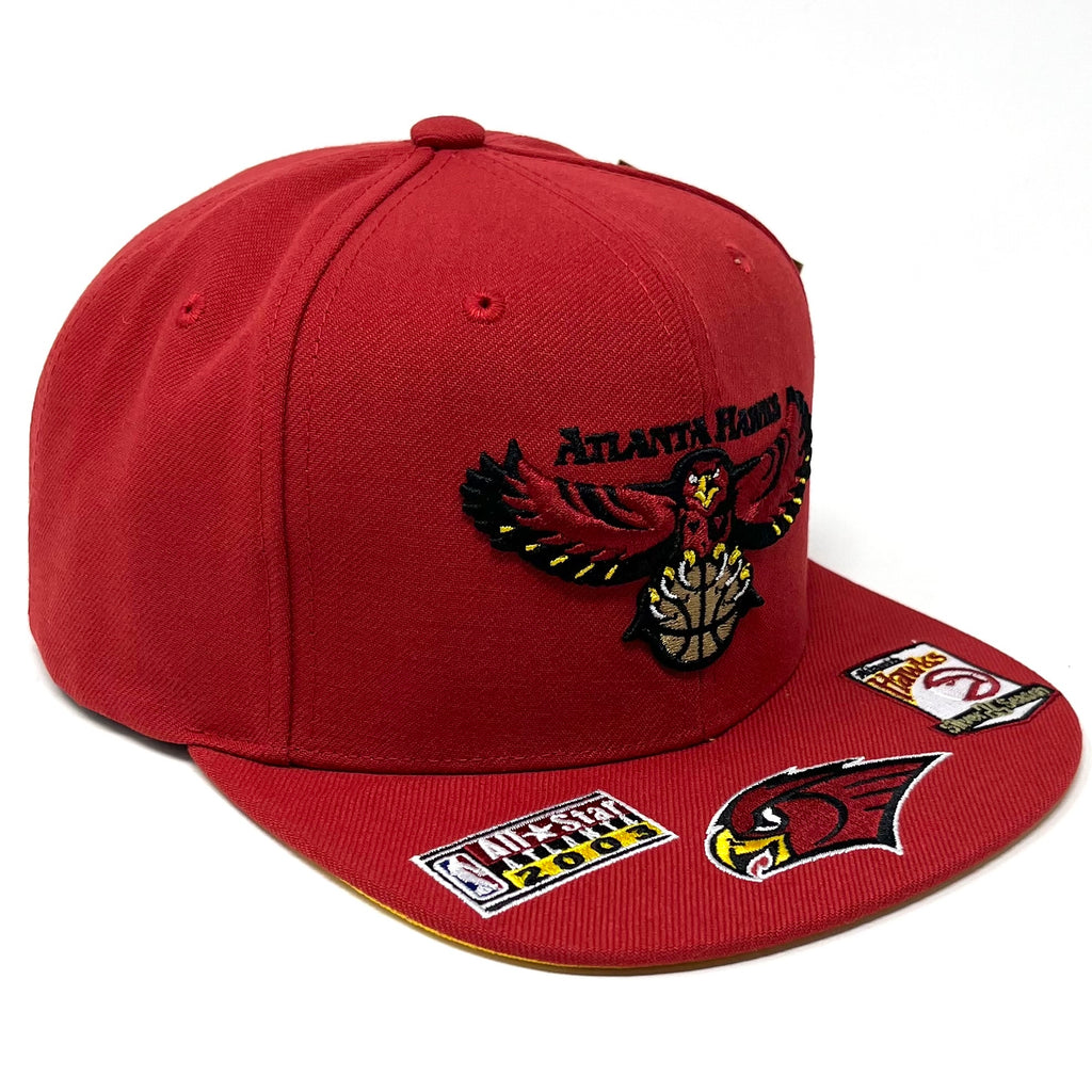 MENS MITCHELL & NESS NBA FRONT FACE SNAPBACK HWC HAWKS - RED