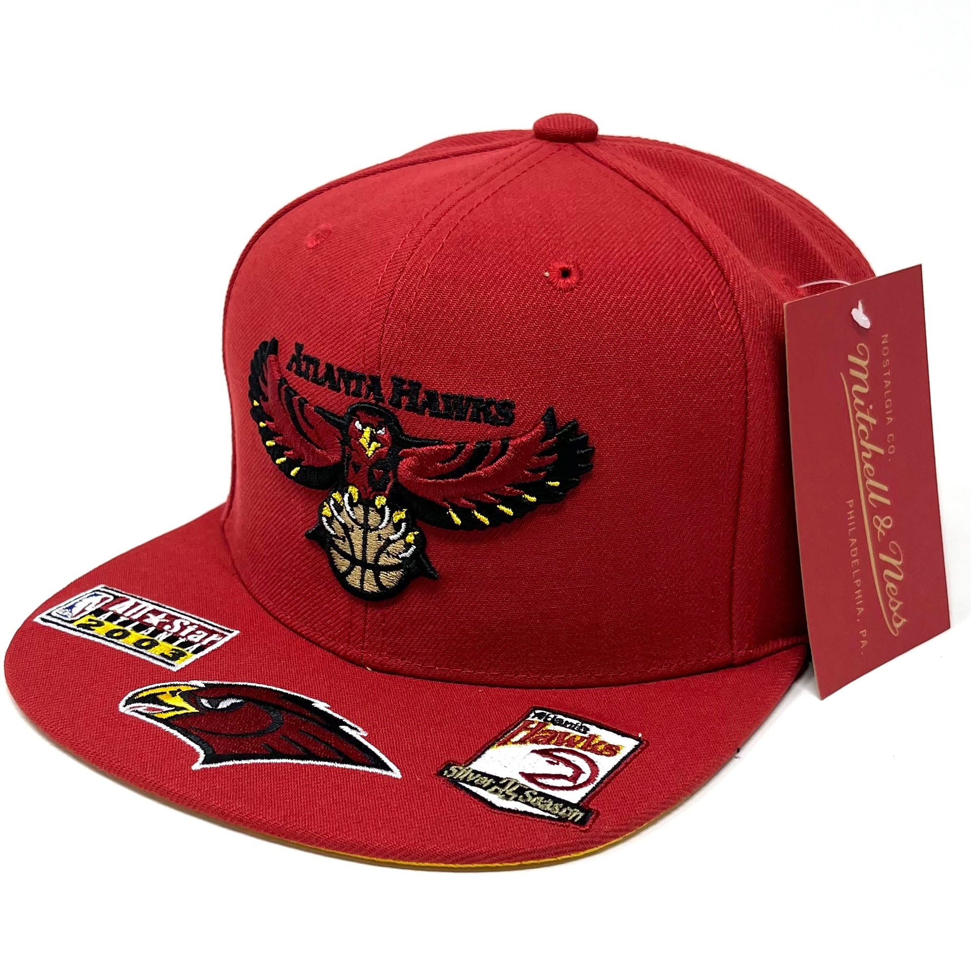 MENS MITCHELL & NESS NBA FRONT FACE SNAPBACK HWC HAWKS - RED