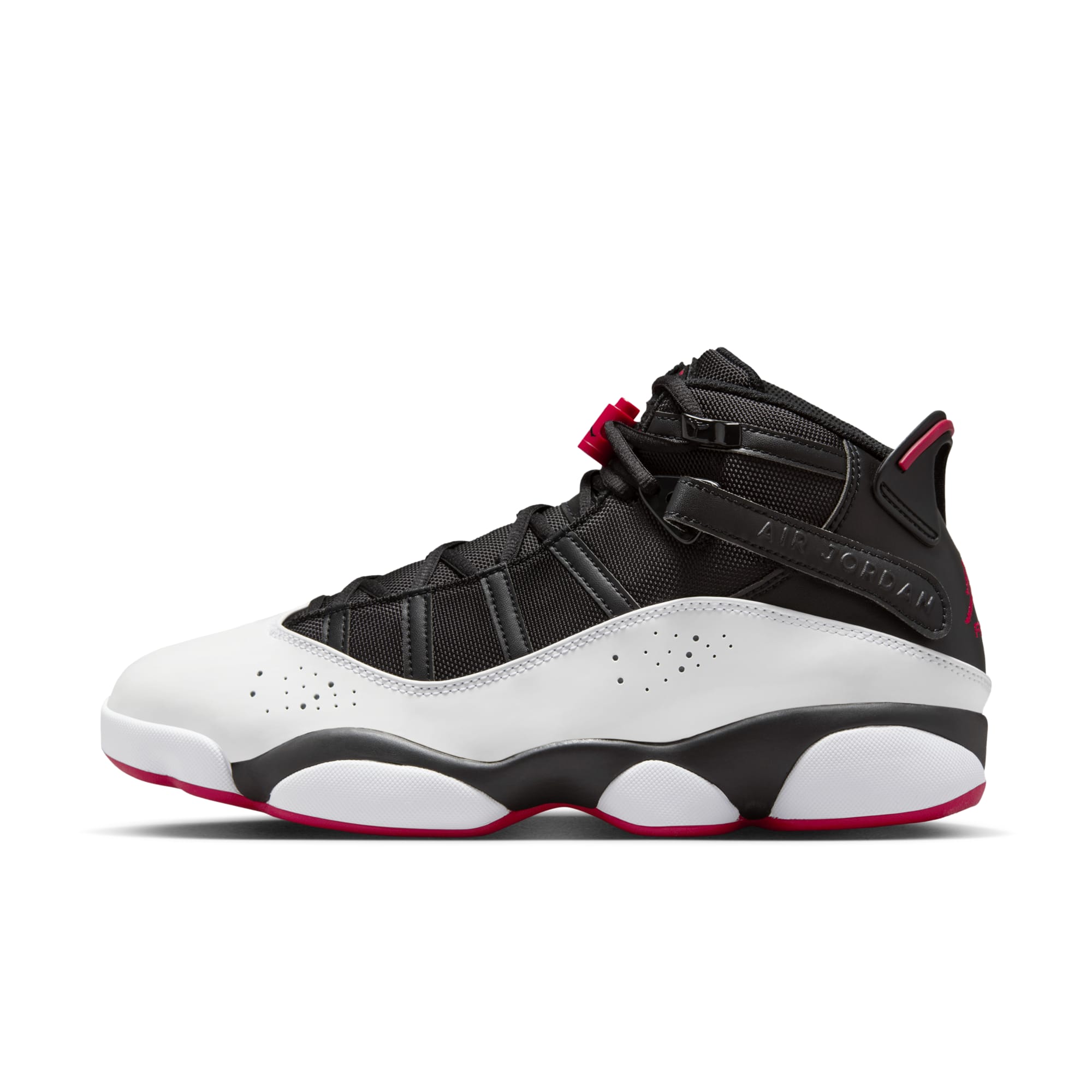 [322992-067] Mens Air Jordan RETRO 6 RINGS 'BLACK WHITE VARSITY RED'