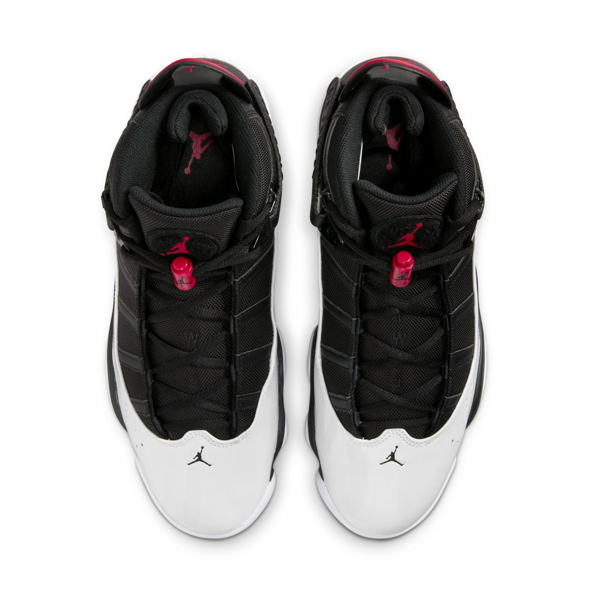 [322992-067] Mens Air Jordan RETRO 6 RINGS 'BLACK WHITE VARSITY RED'
