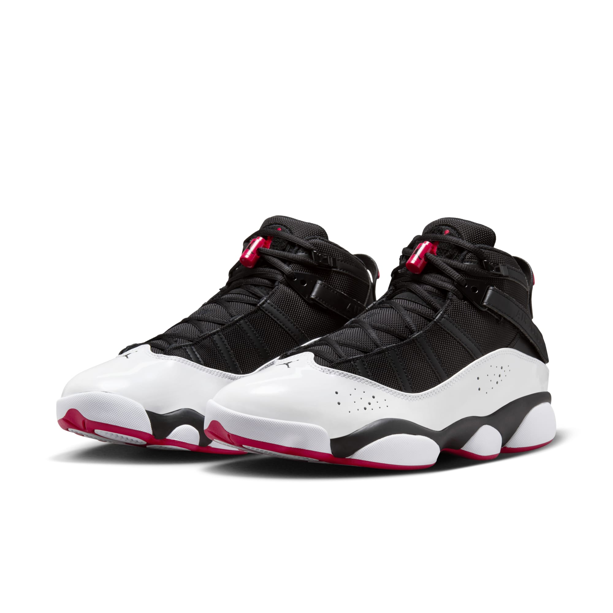 [322992-067] Mens Air Jordan RETRO 6 RINGS 'BLACK WHITE VARSITY RED'