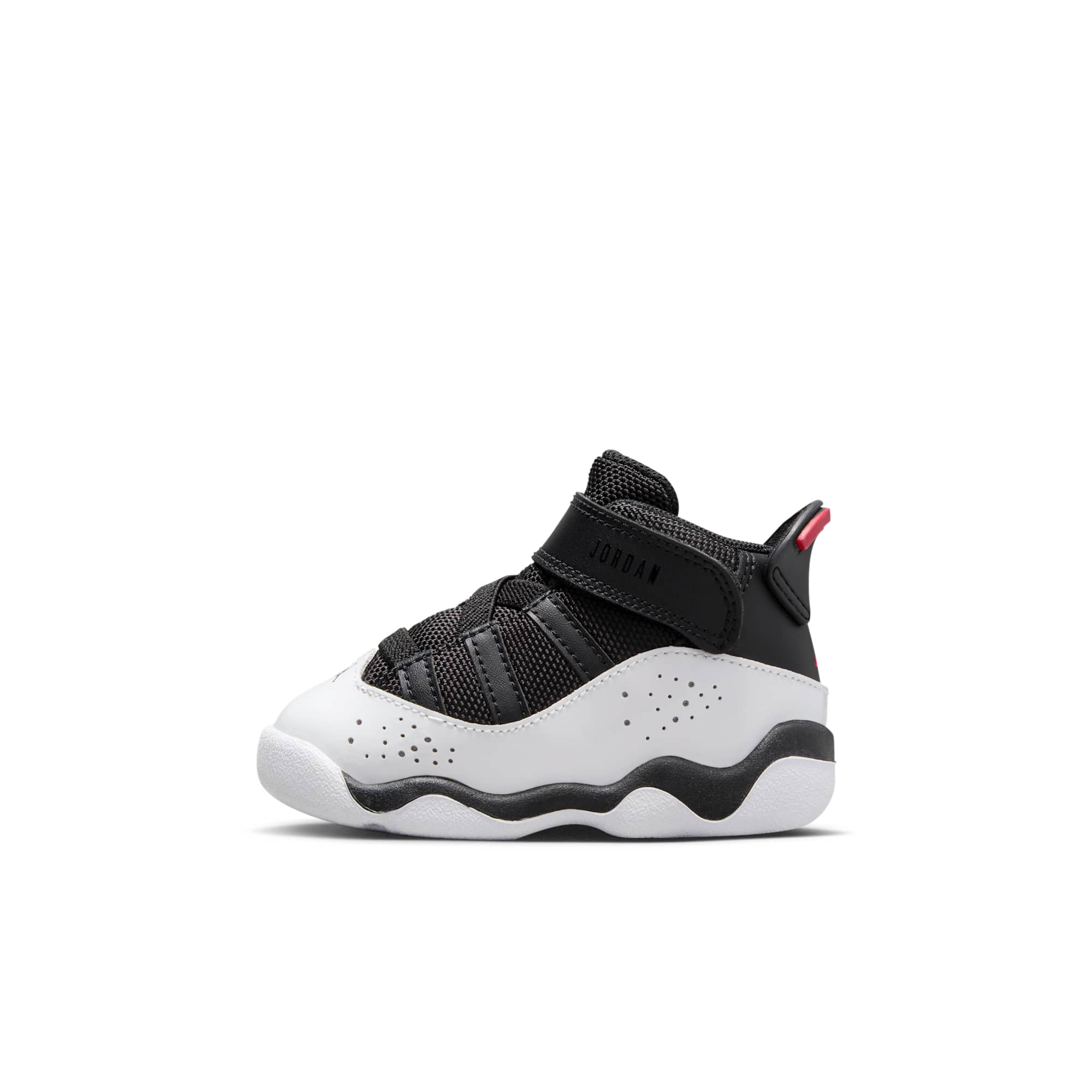 [323420-067] TODDLERS AIR JORDAN RETRO 6 RINGS 'BLACK WHITE UNIVERSITY RED (TD)'