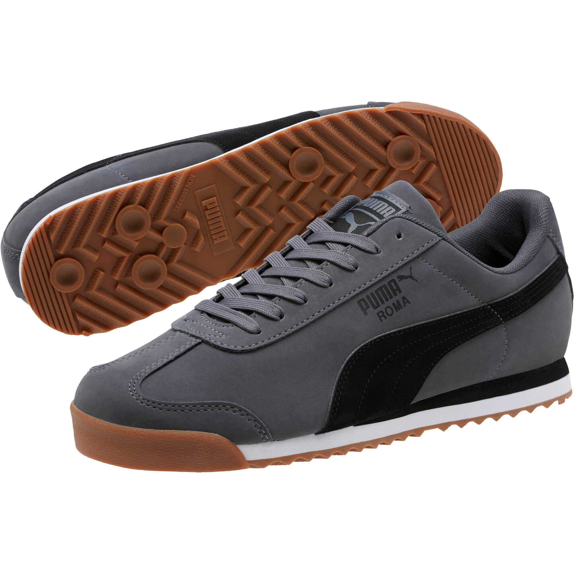 [368455-01] MENS PUMA ROMA SMOOTH NUBUCK 'GREY LOW-TOP TRAINER'