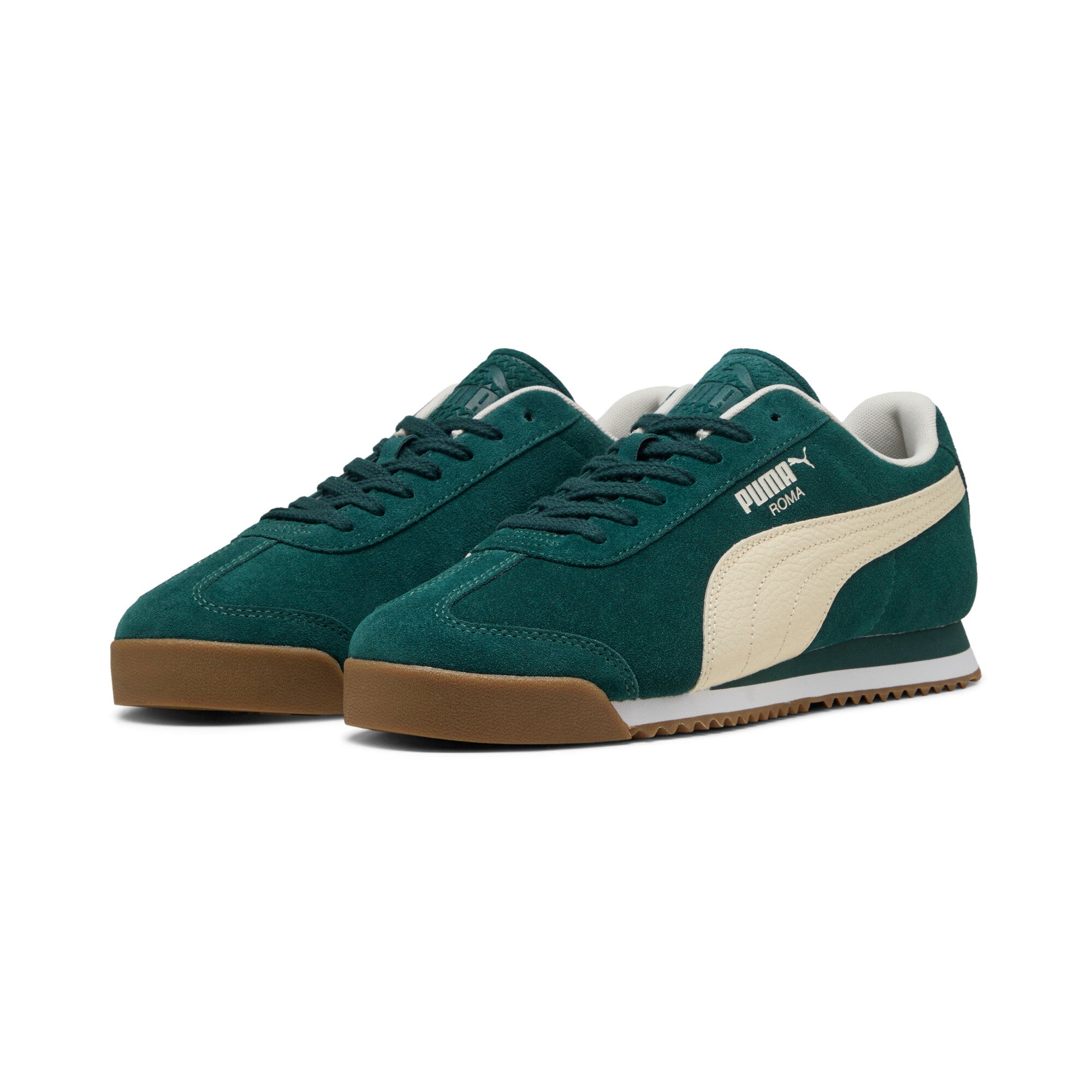 [398635-10] MENS PUMA ROMA SUEDE 'GREEN TERRAIN ALPINE SNOW'