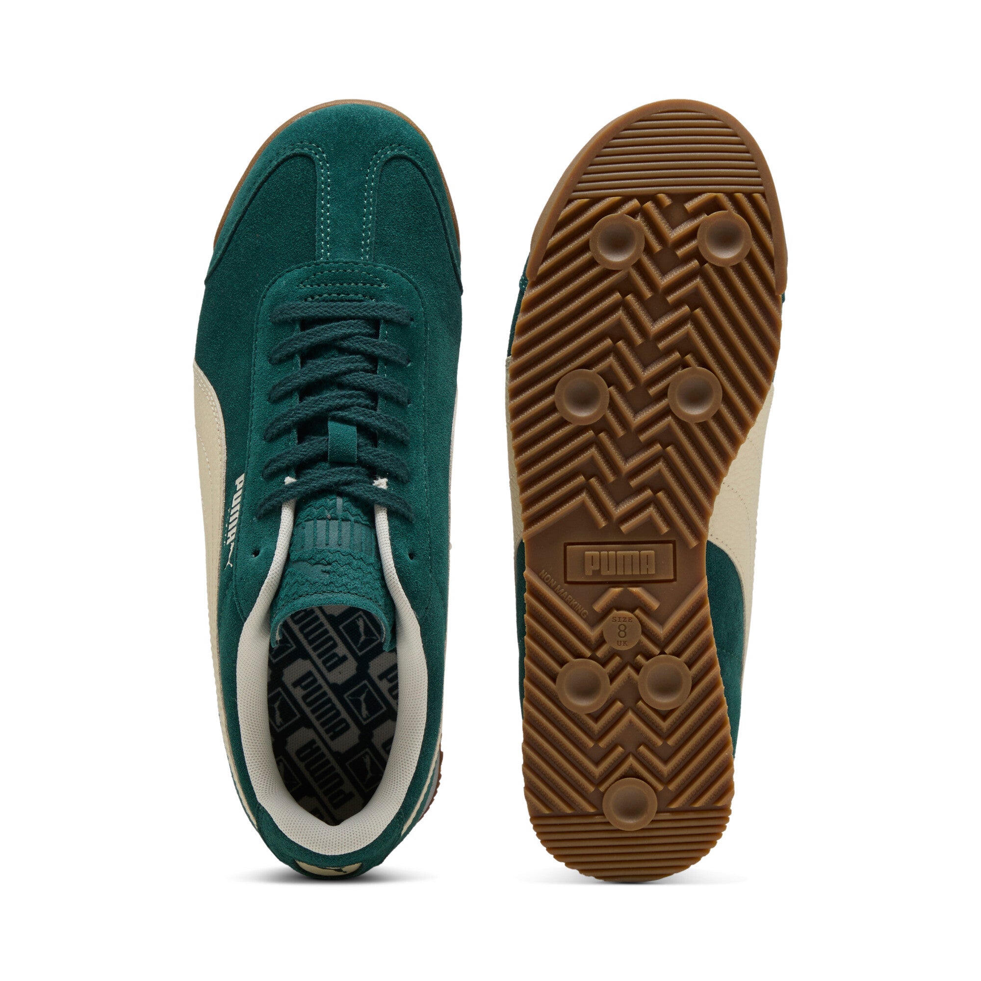 [398635-10] MENS PUMA ROMA SUEDE 'GREEN TERRAIN ALPINE SNOW'